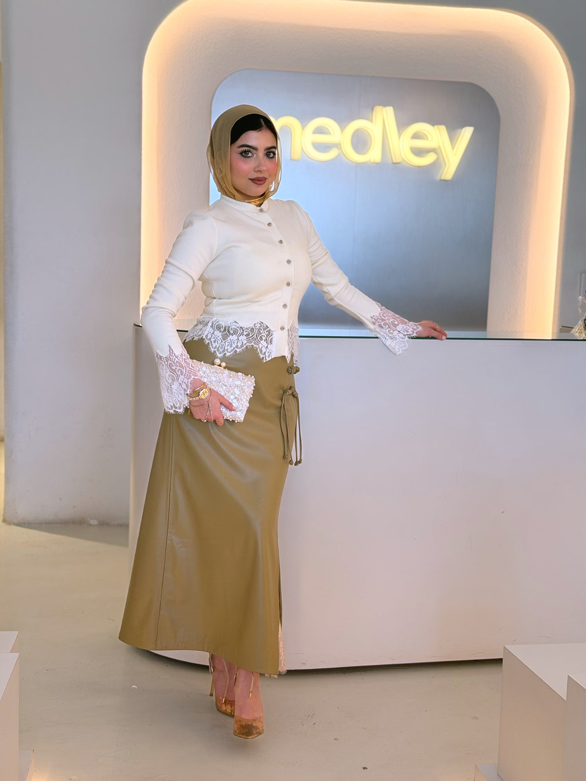 Chinese Lace Skirt (Light Olive)