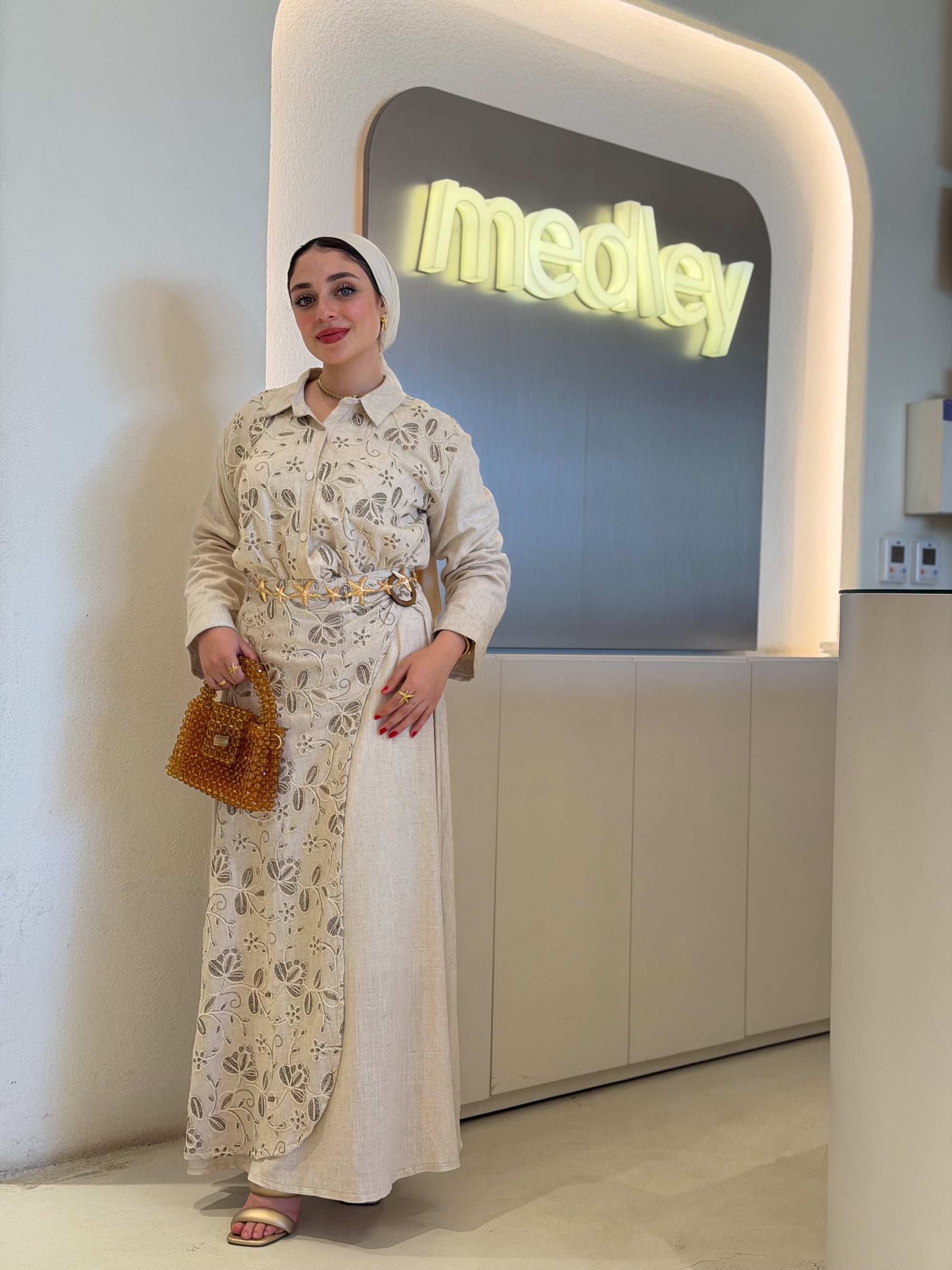 Linen Embroidery Skirt Set