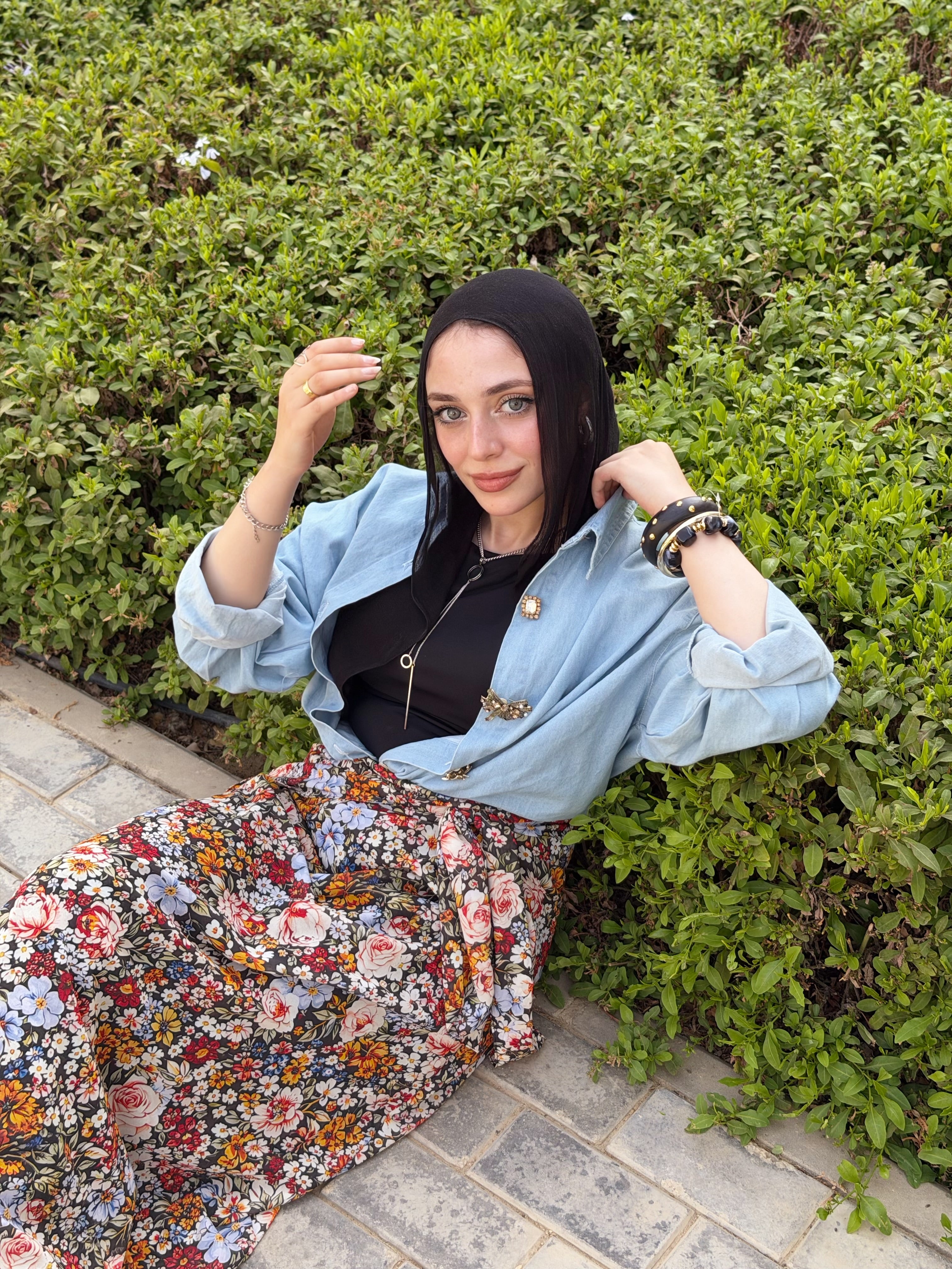 Denim Blossom Look