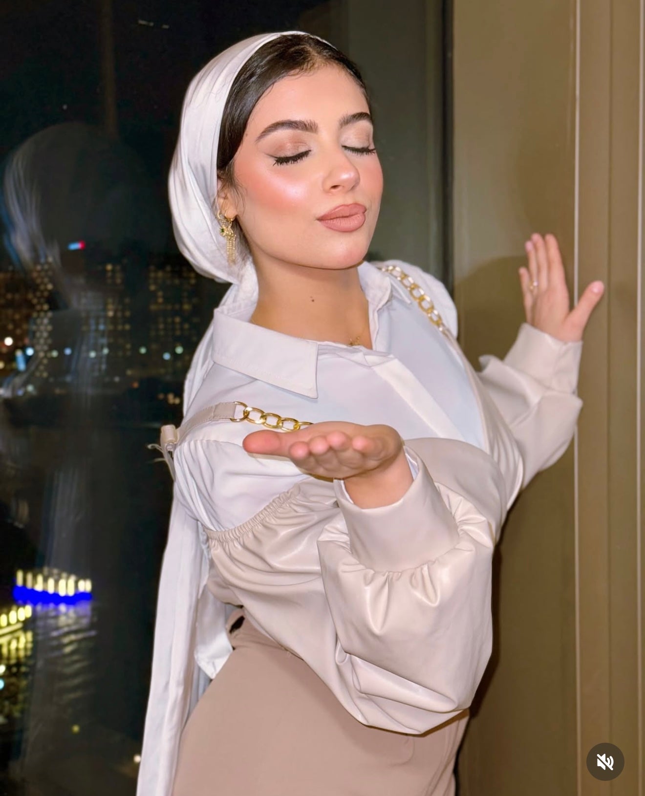 Golden chain leather blouse