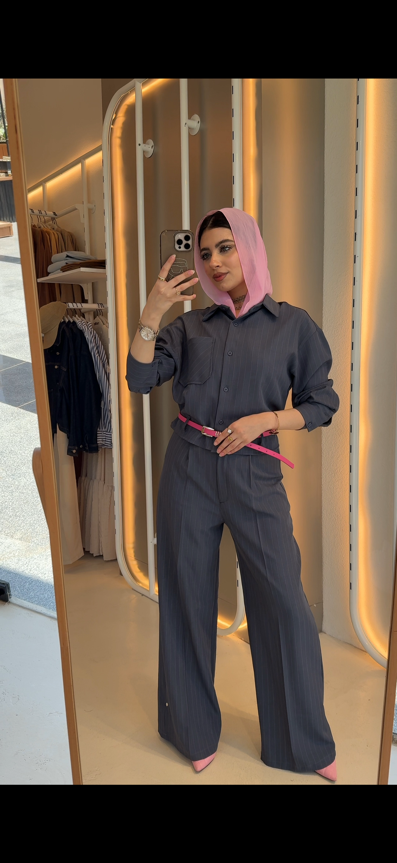 2pcs striped set blouse & pants