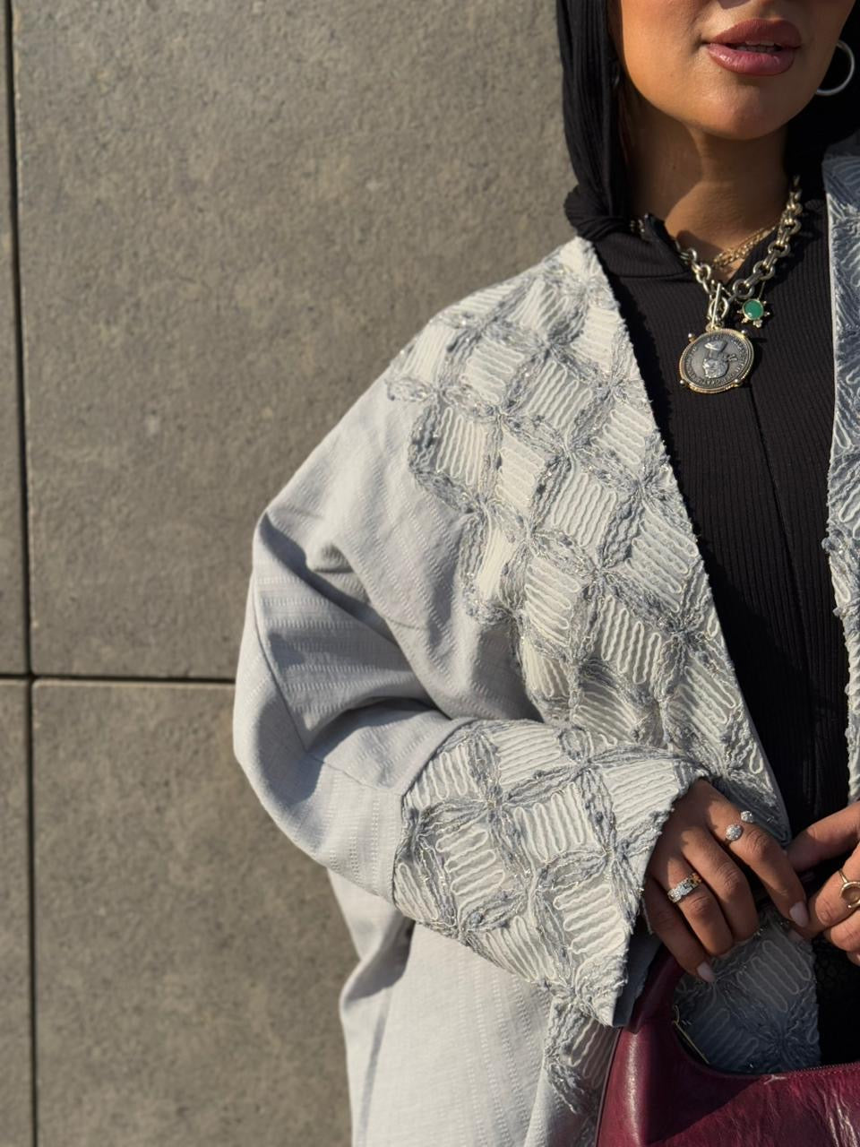 Stone grey Abaya