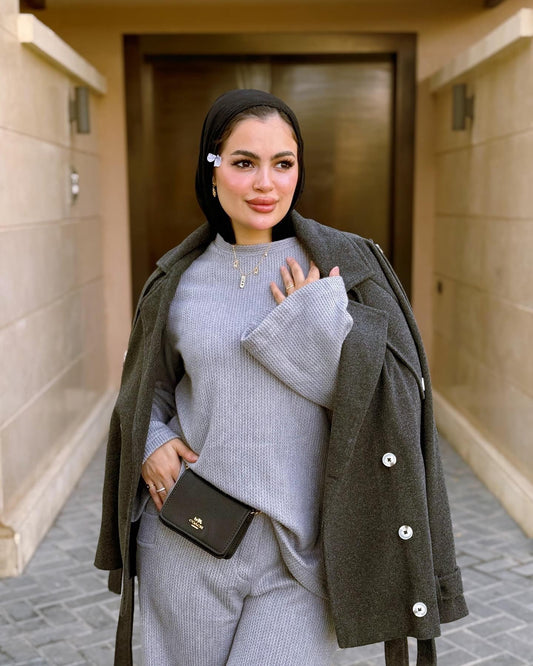 Wool gray trench coat