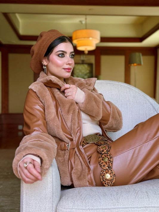 Brown Leathe fur jacket