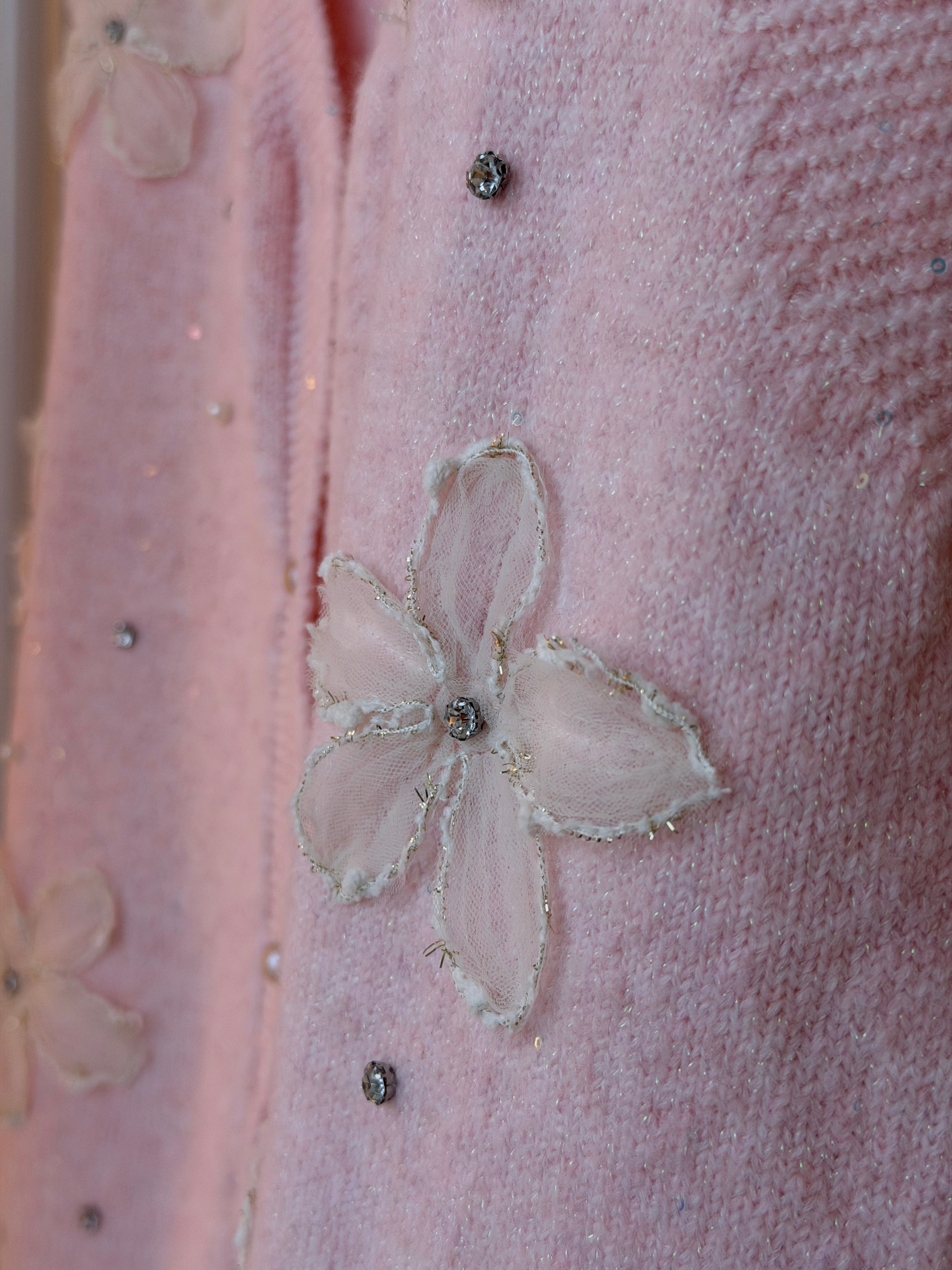 3D Bloom Mohair Vest ( Strawberry Shake )
