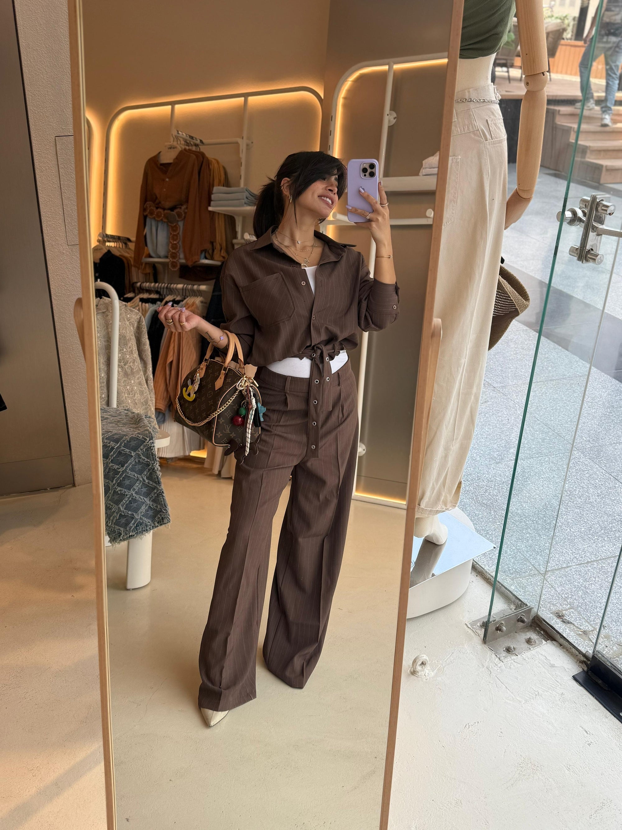 2pcs striped set blouse & pants
