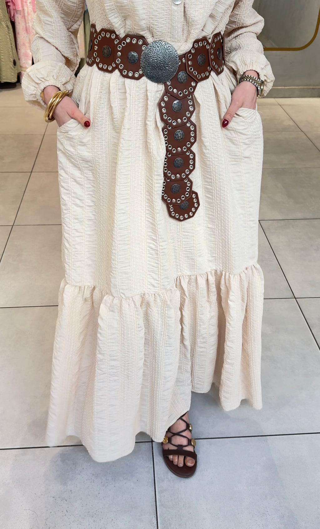 Textured Maxi Dress with Matching Gift Bag