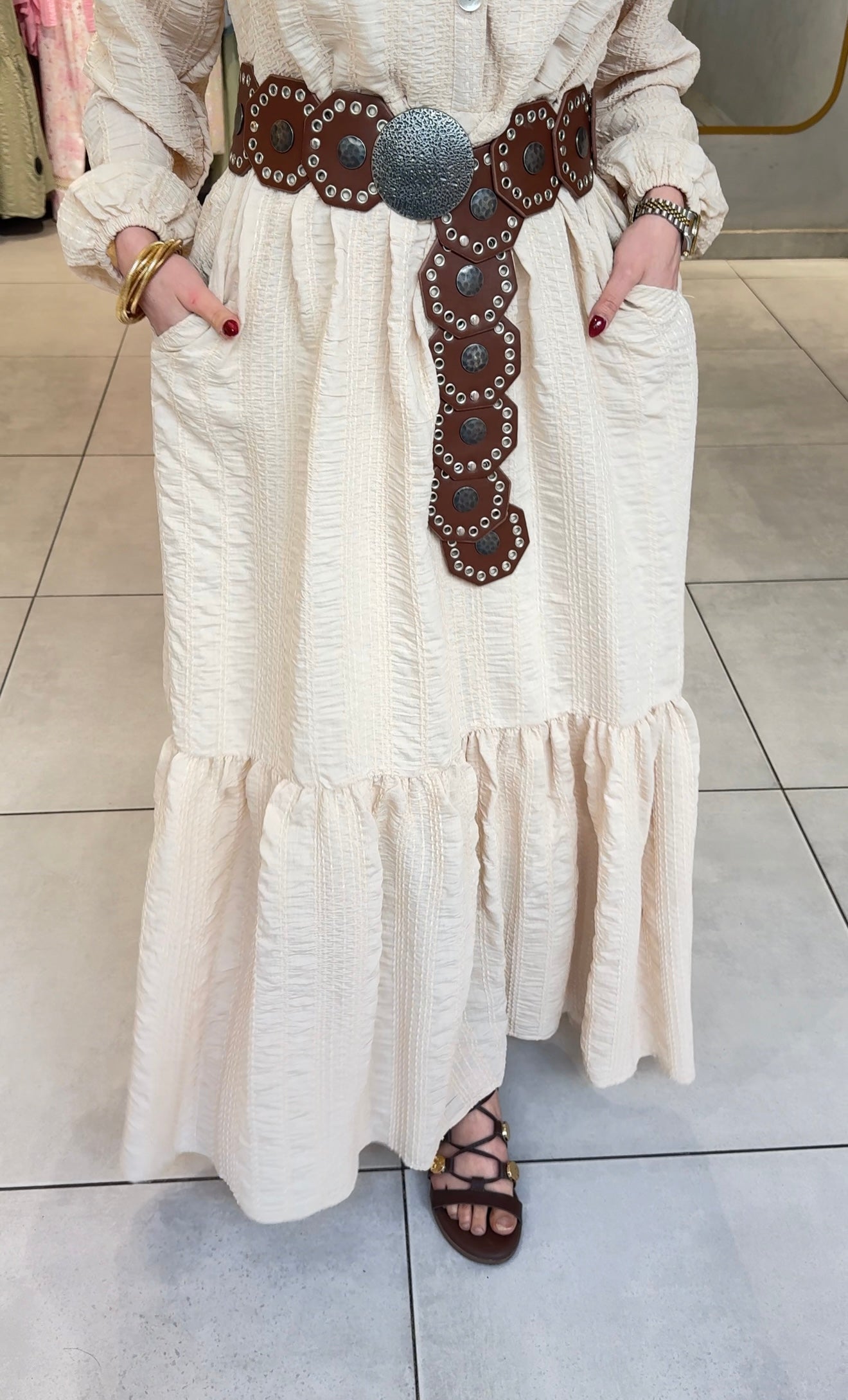 Textured Maxi Dress with Matching Gift Bag