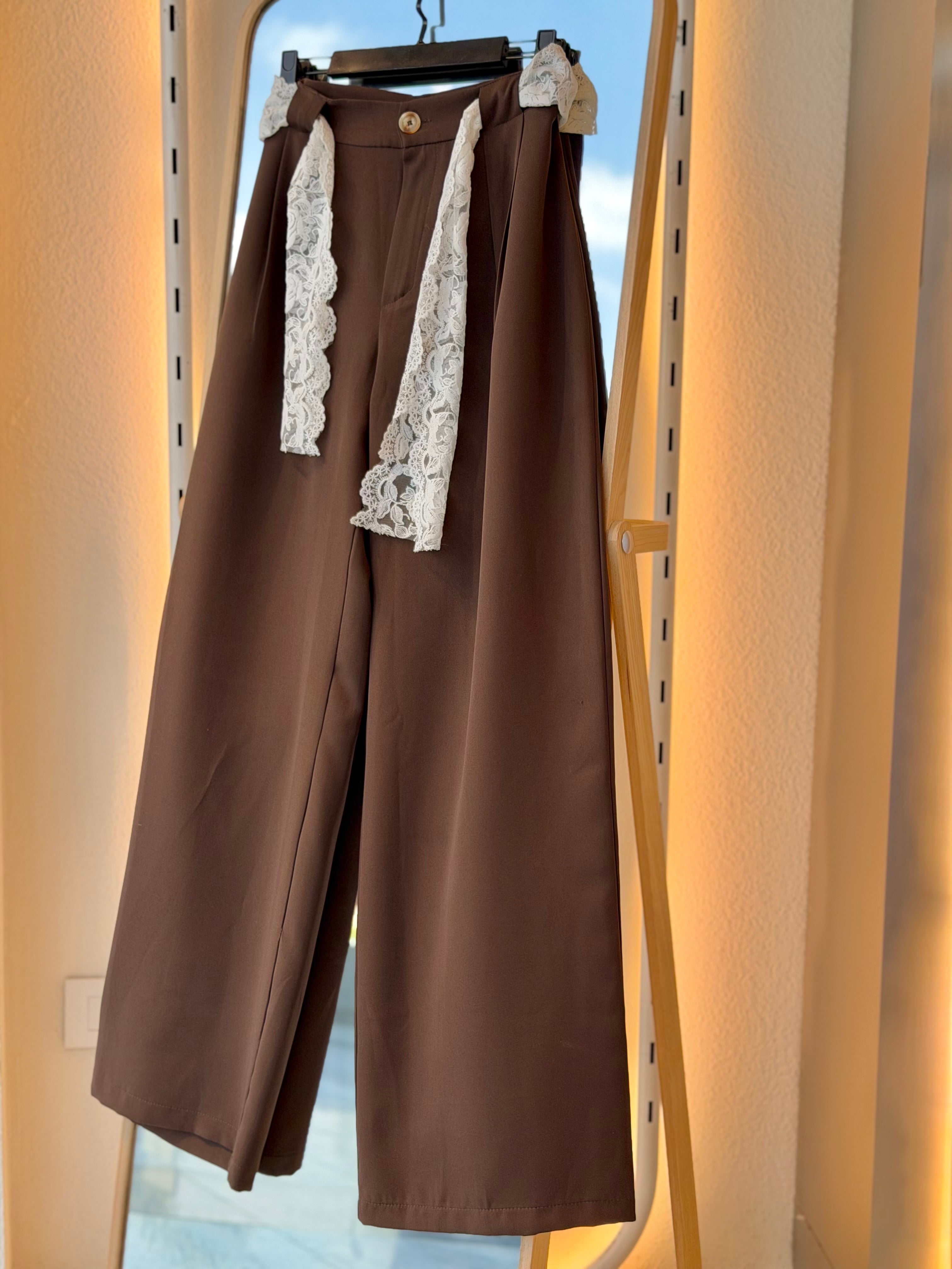 Elegant Pant With Lace Touch (Brown)