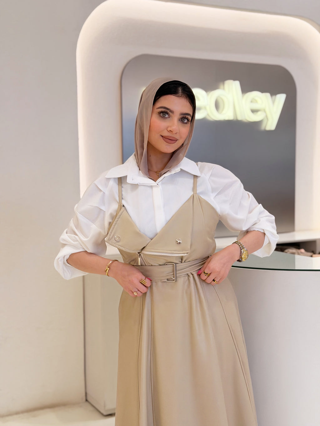 Leather Dress ( Beige )