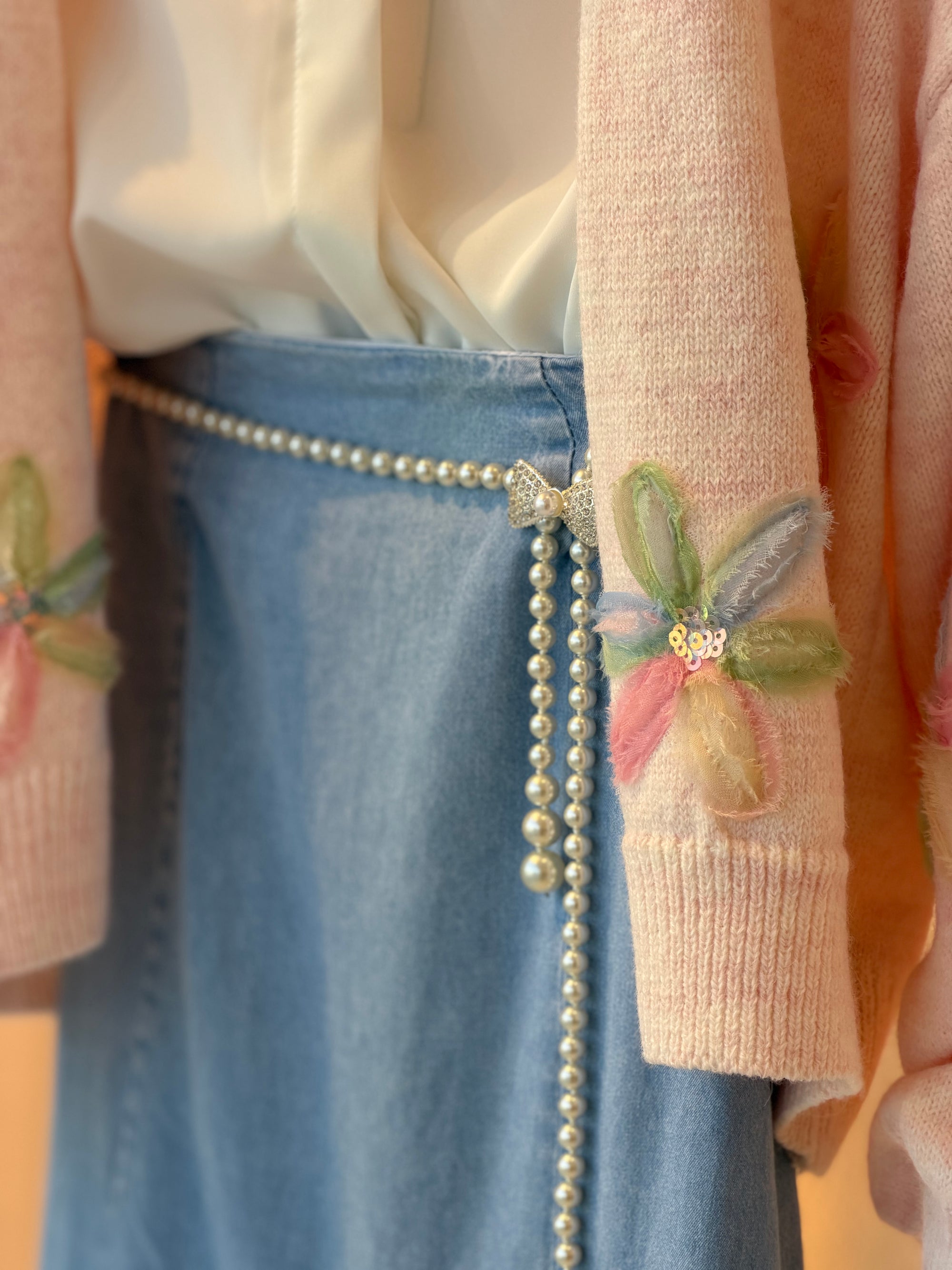 Floral Cardigan ( Blush Pink )