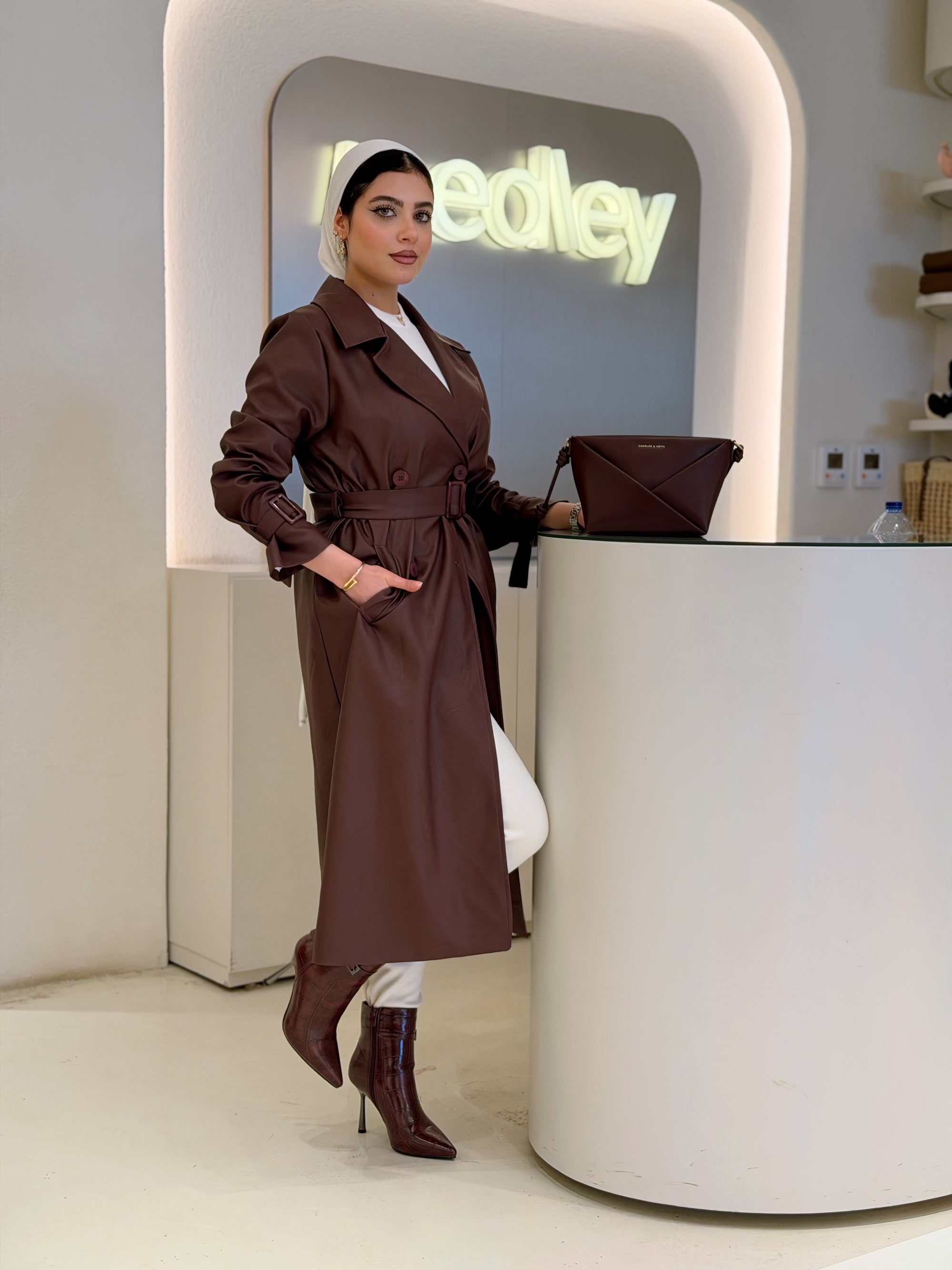 Leather Slimfit coat