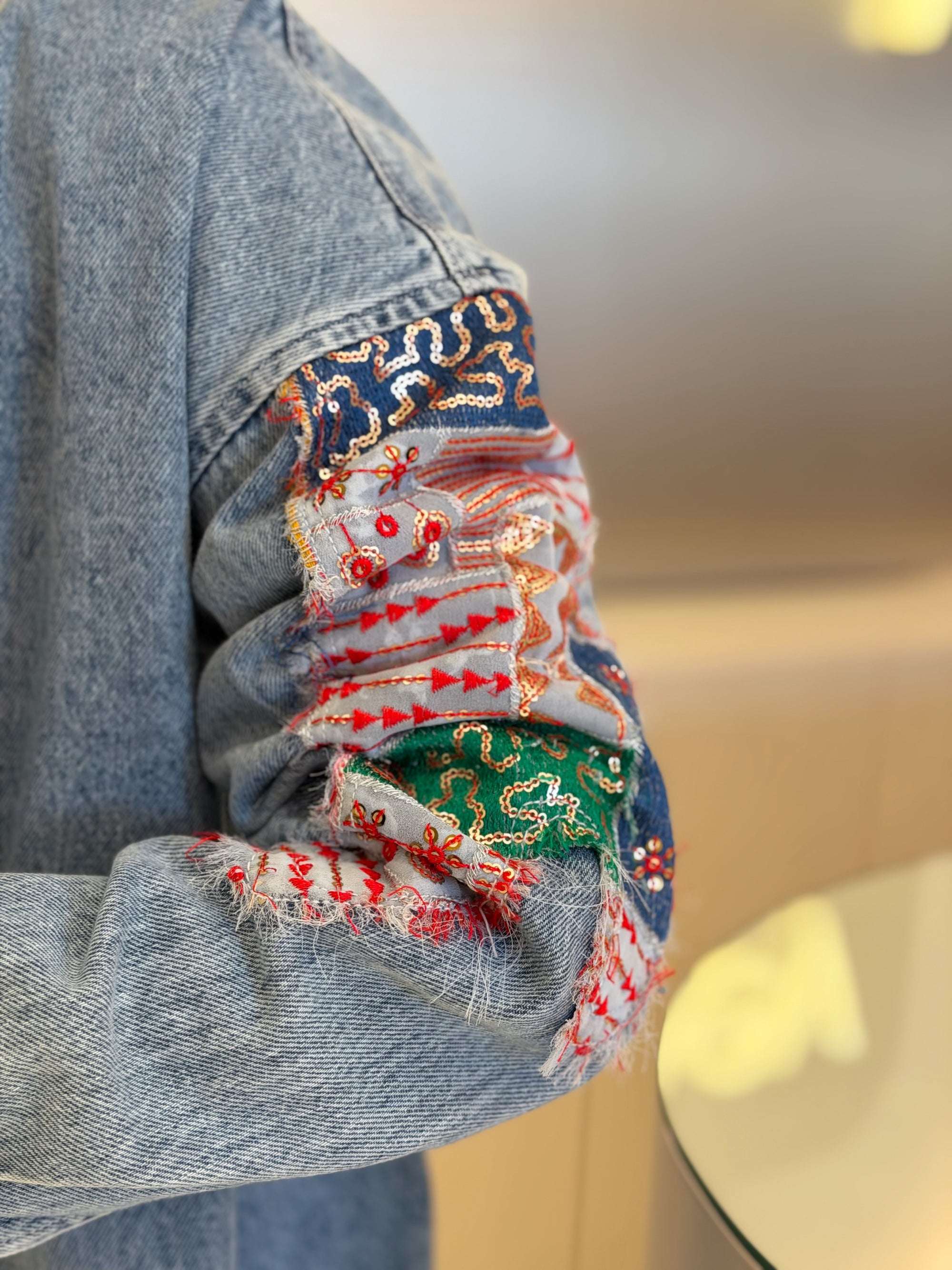 Denim Boho Golden Lines Jacket