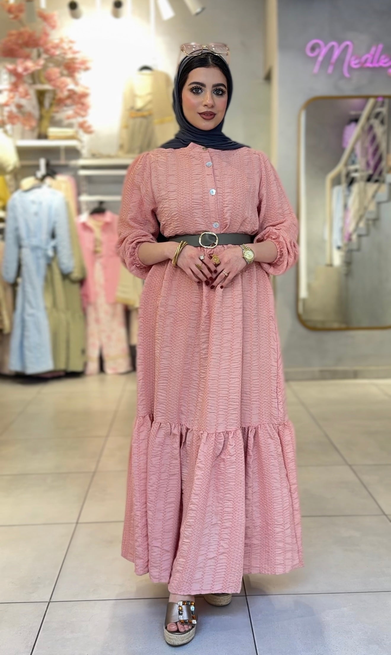 Textured Maxi Dress with Matching Gift Bag