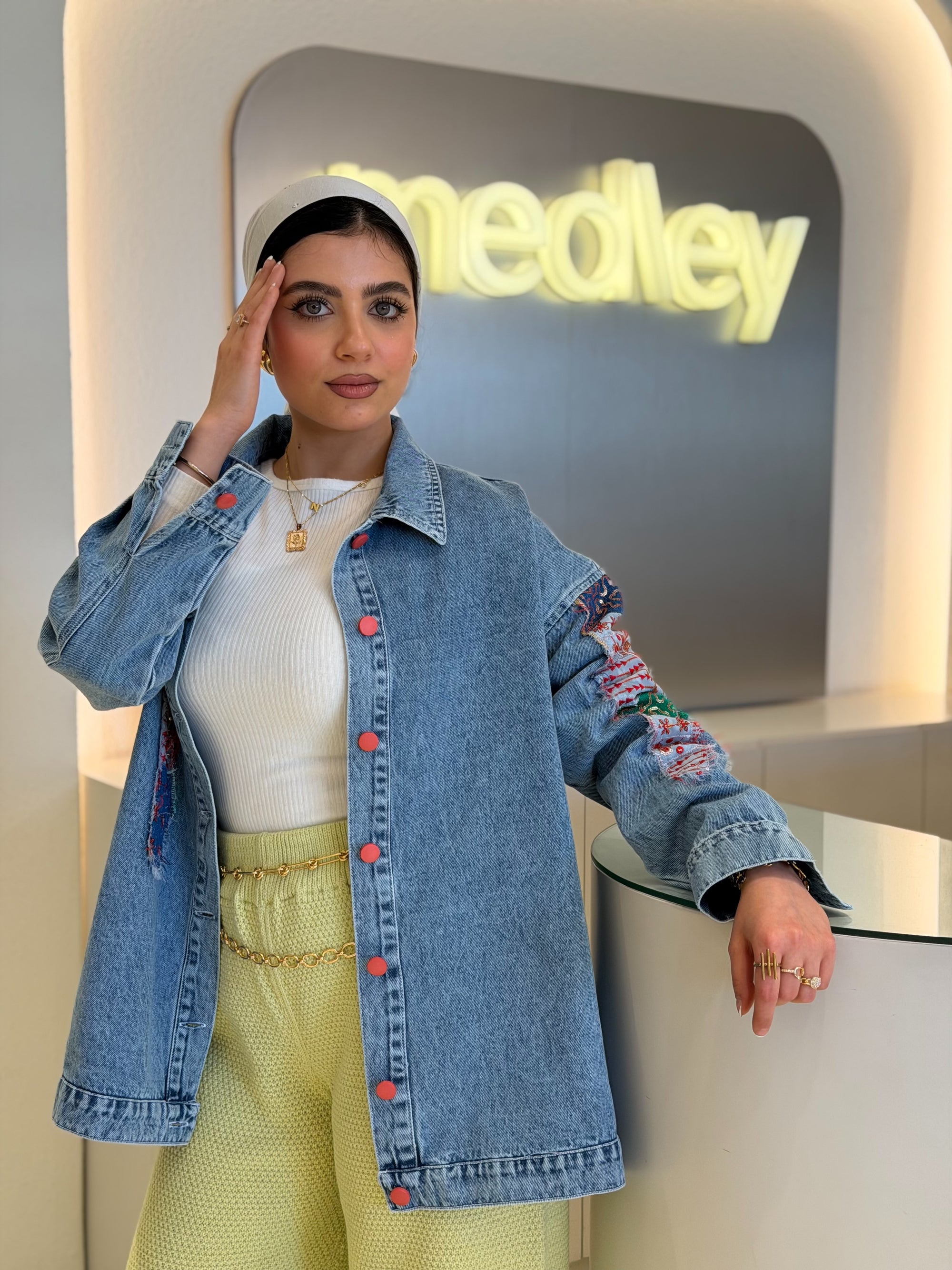 Denim Boho Golden Lines Jacket