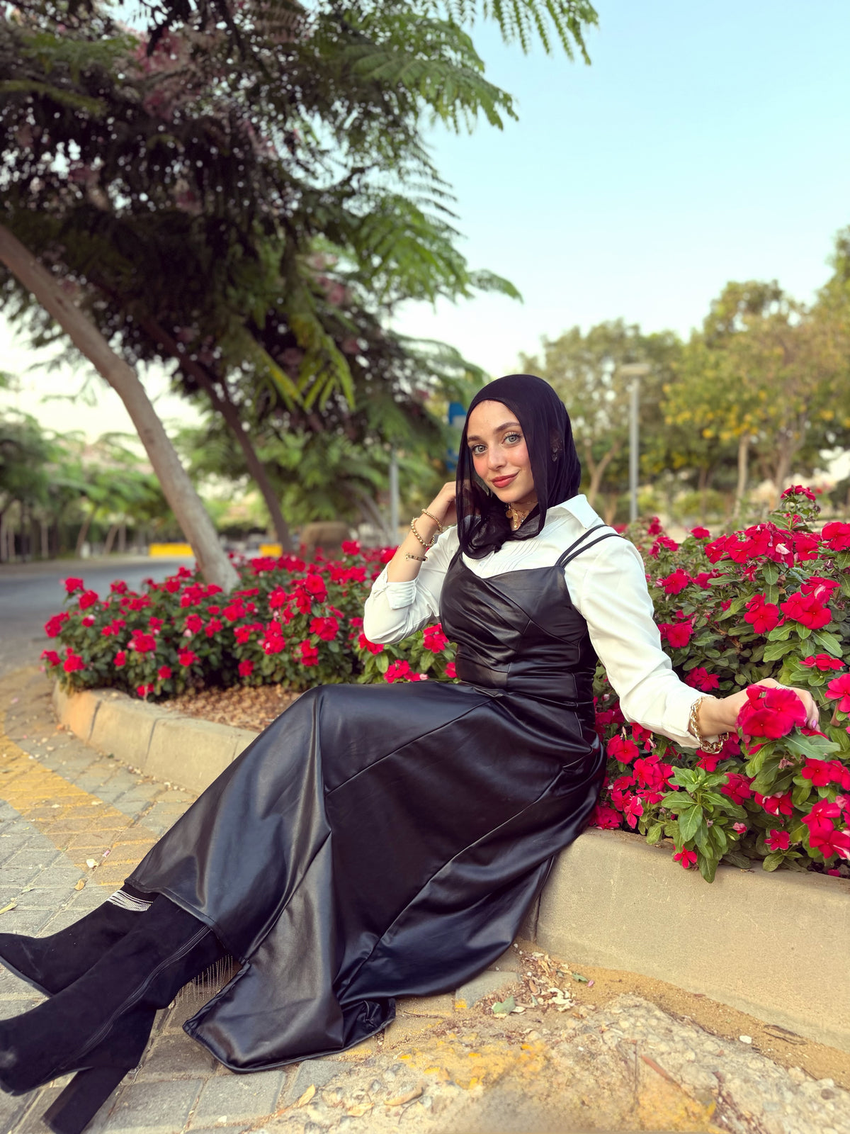 Black Leather Midi Dress