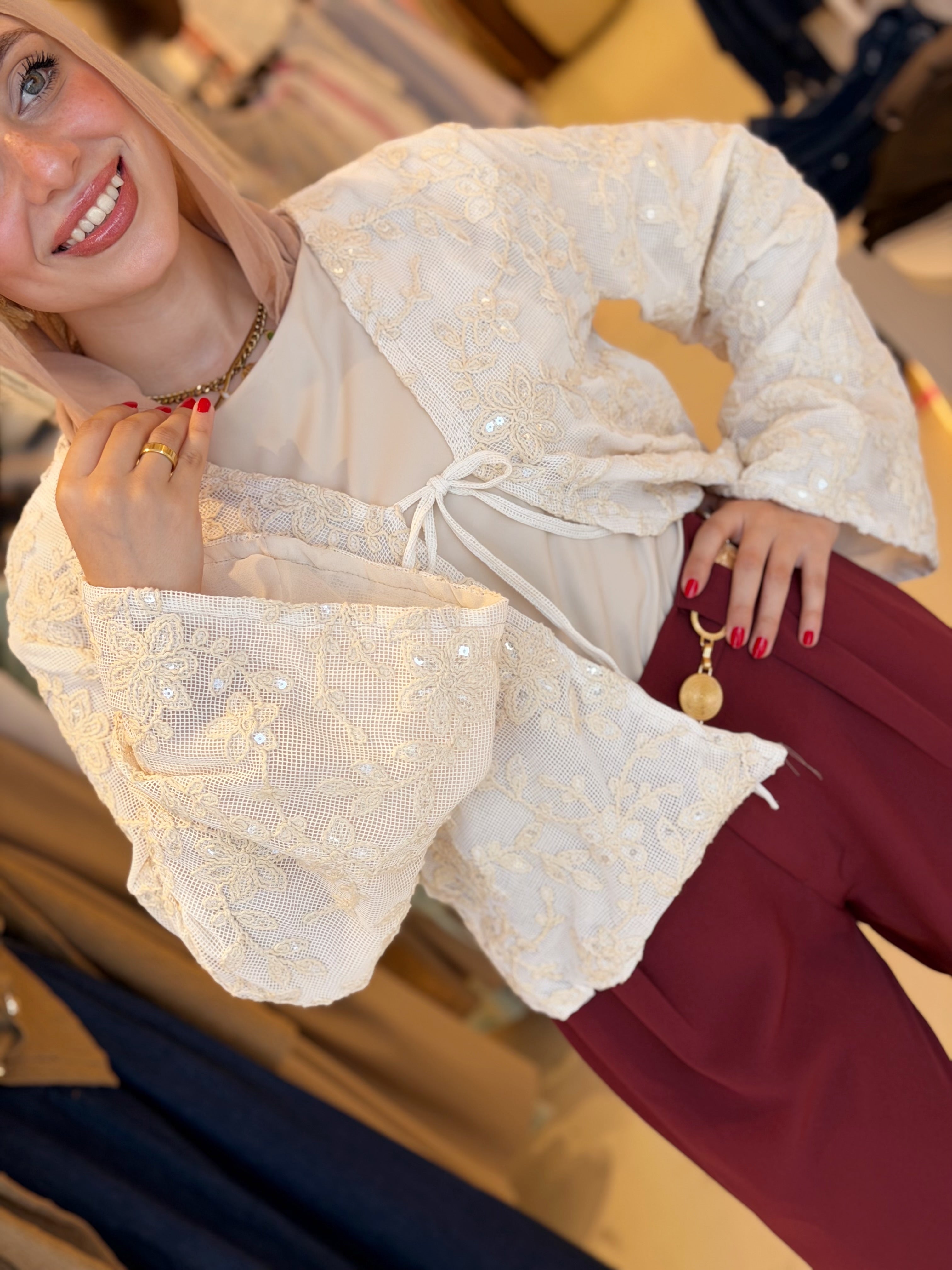 Floral Mesh Cardigan ( premium fabric )