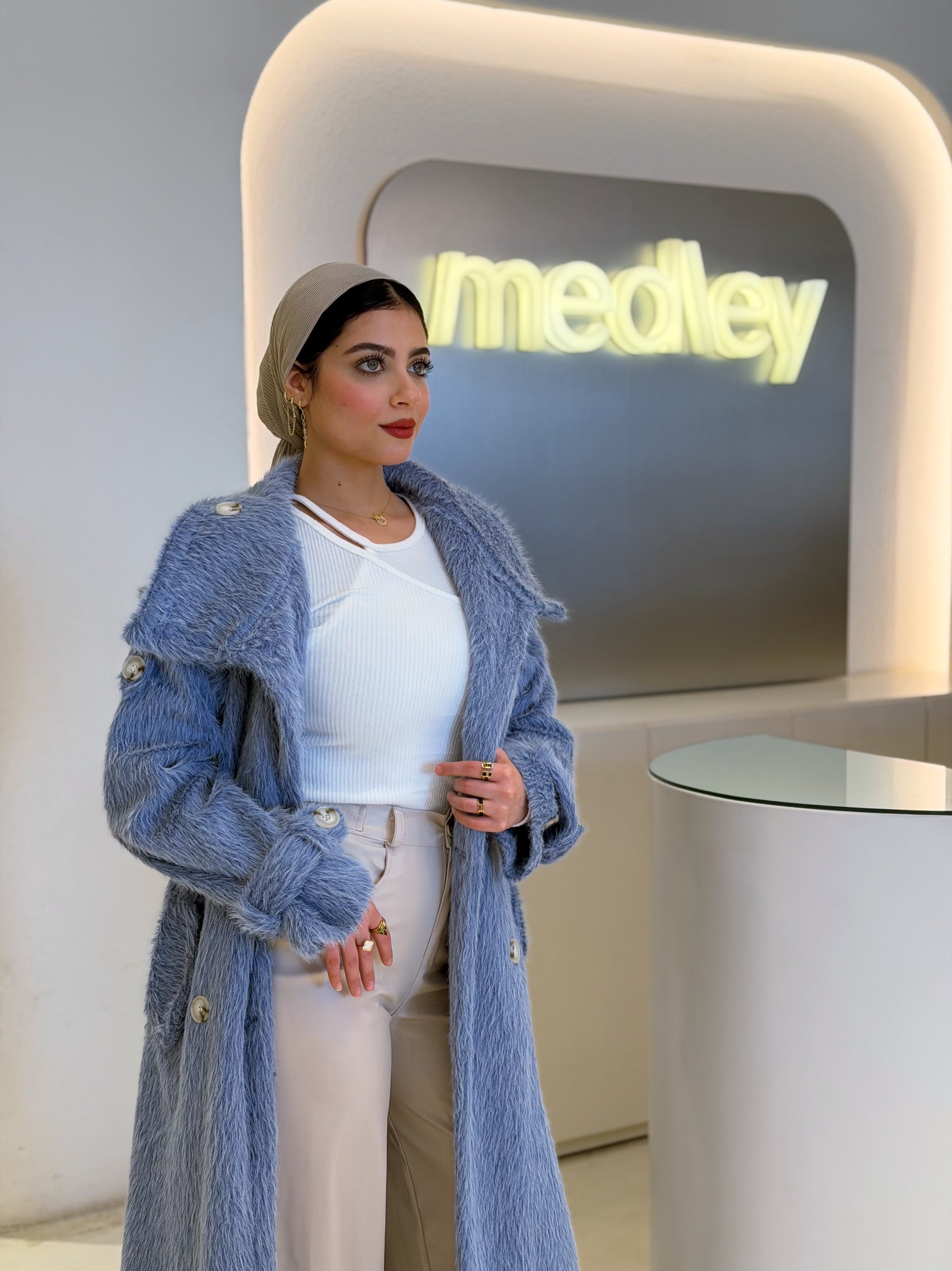 Cinderella Blue Fur Long Coat