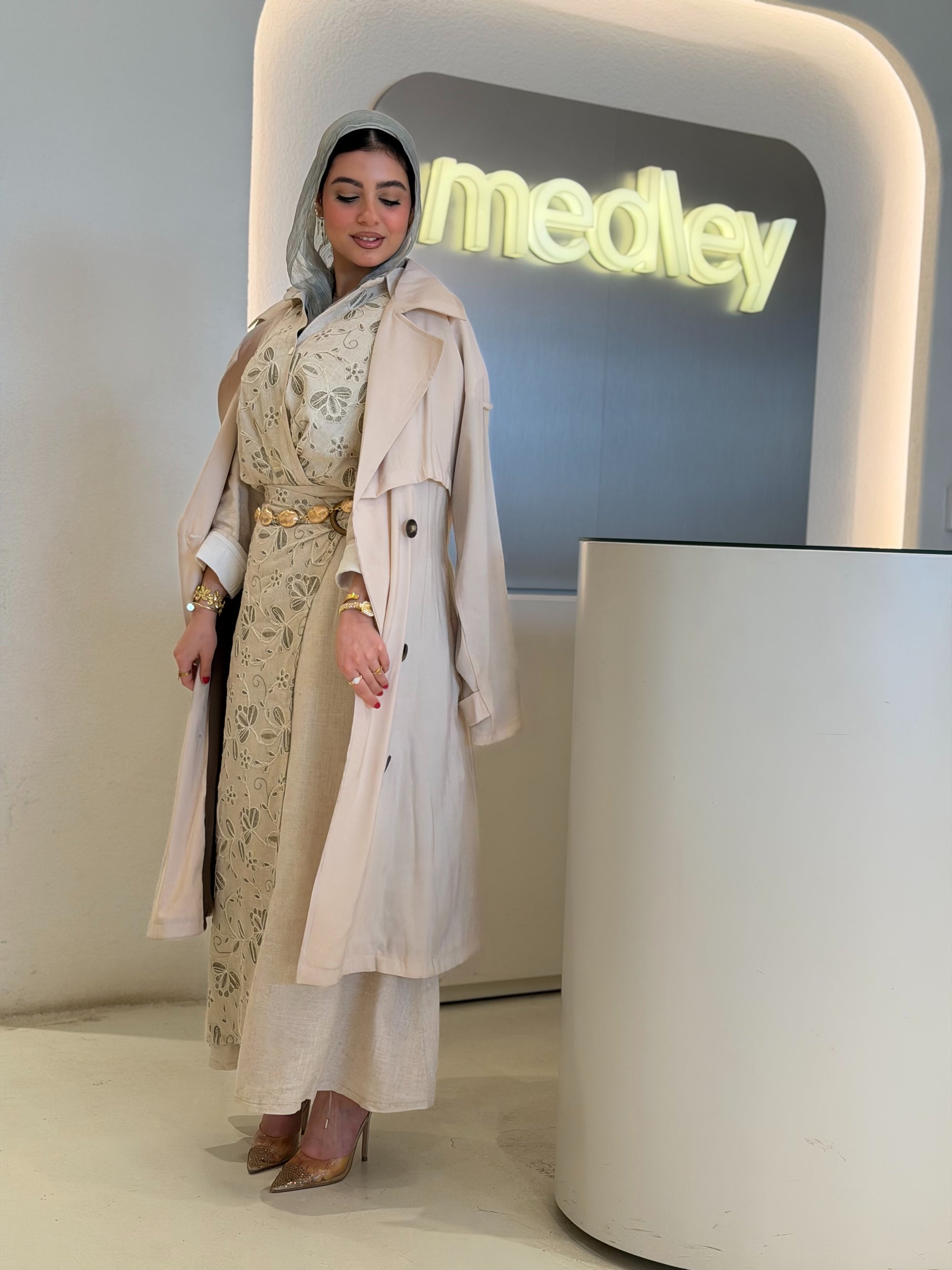 Linen Embroidery Skirt Set