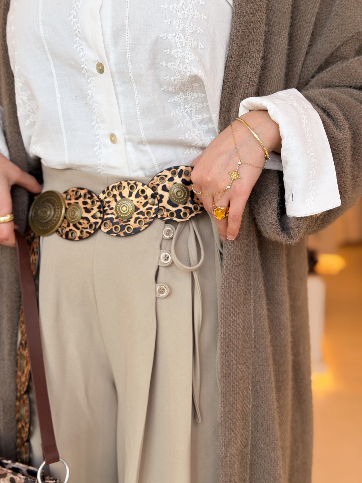 Leopard Disc Statement Belt