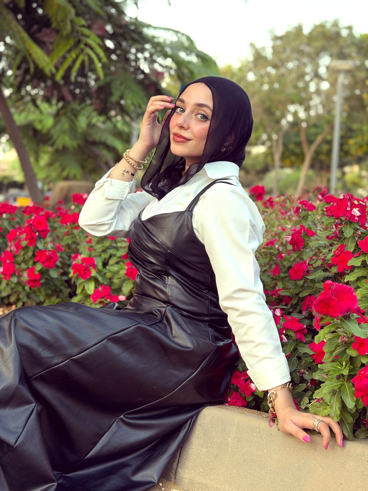 Black Leather Midi Dress