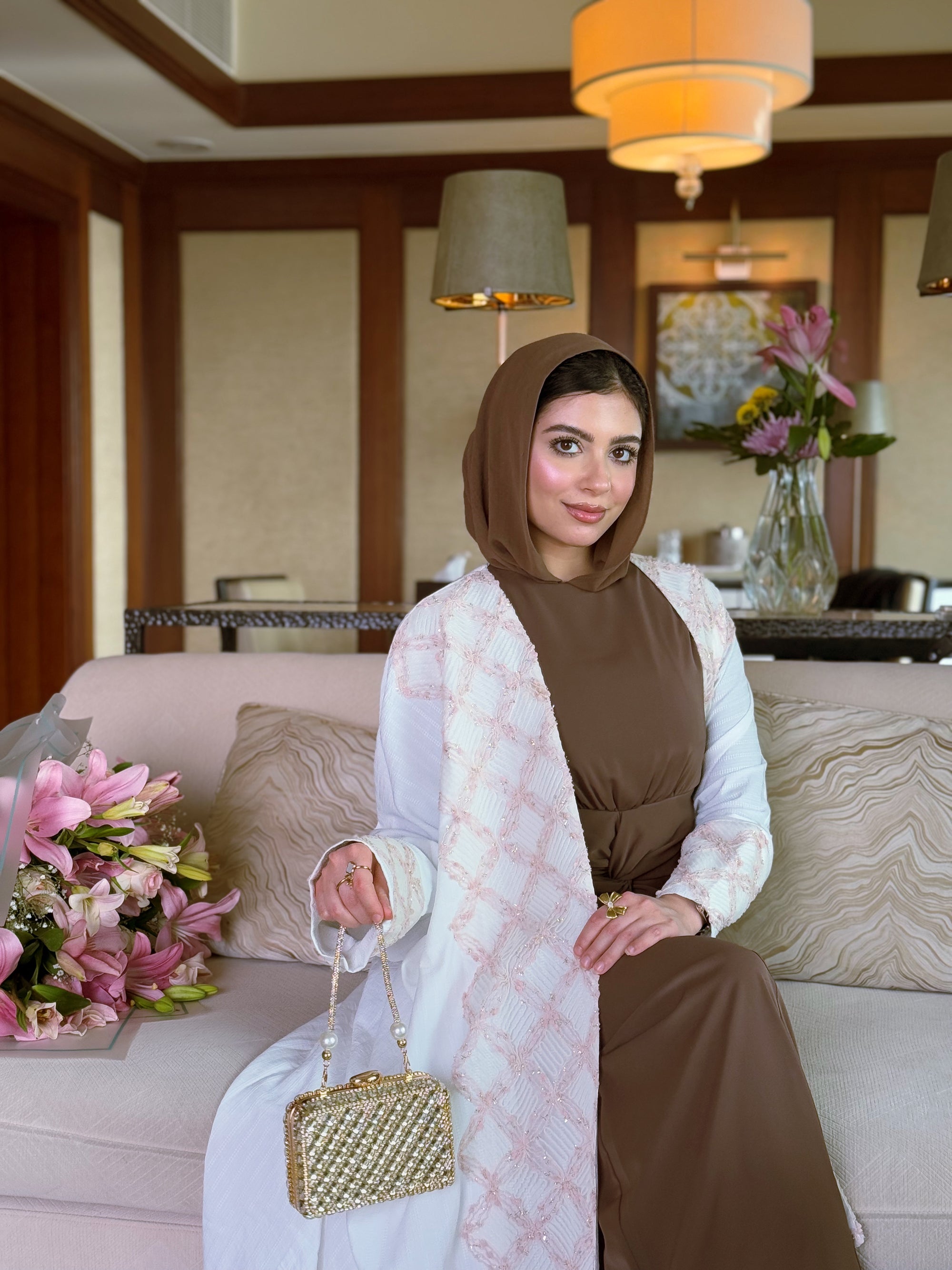 White cashmere Abaya