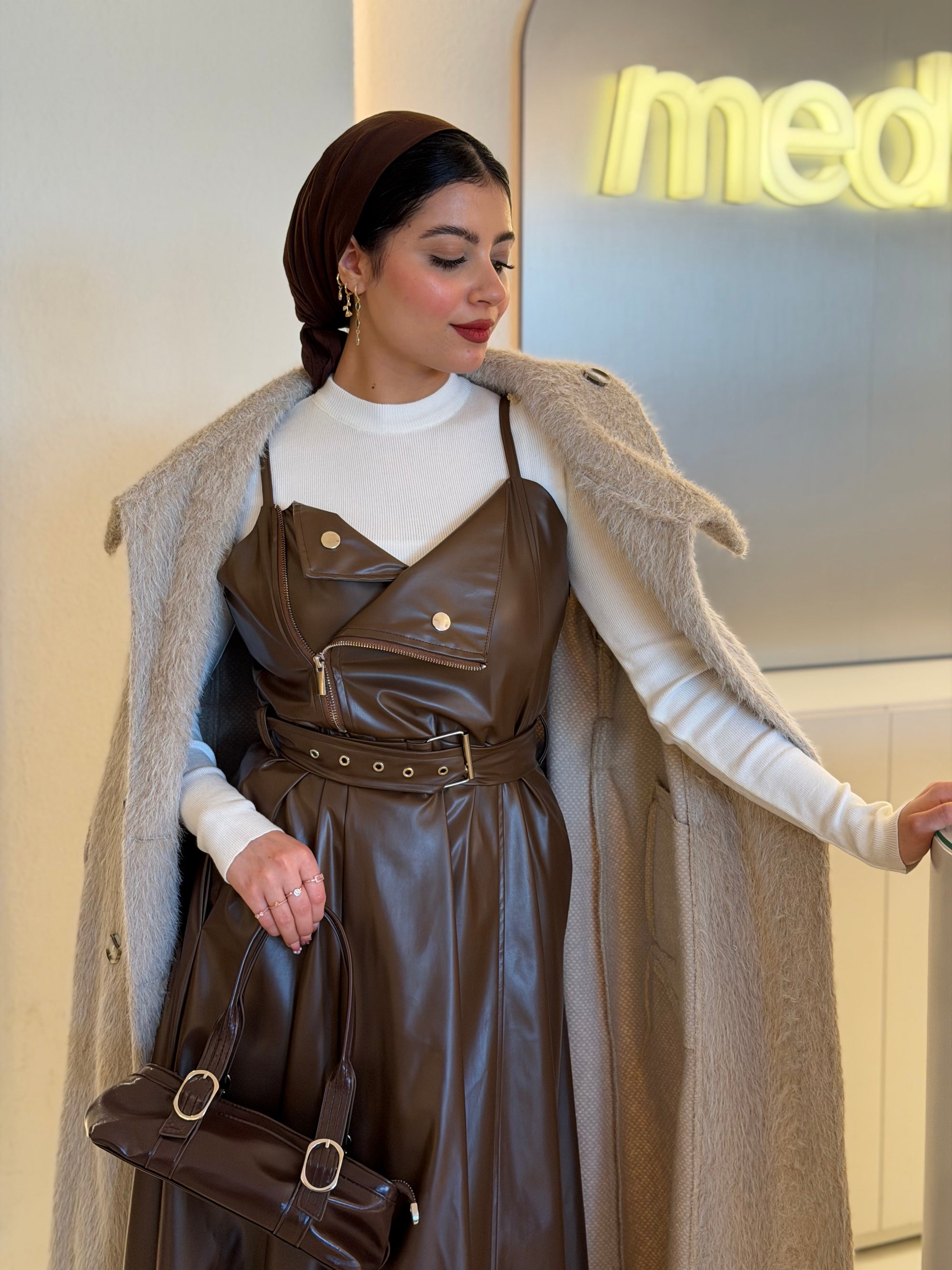 Luxe Fluff Fur Coat ( Greige )