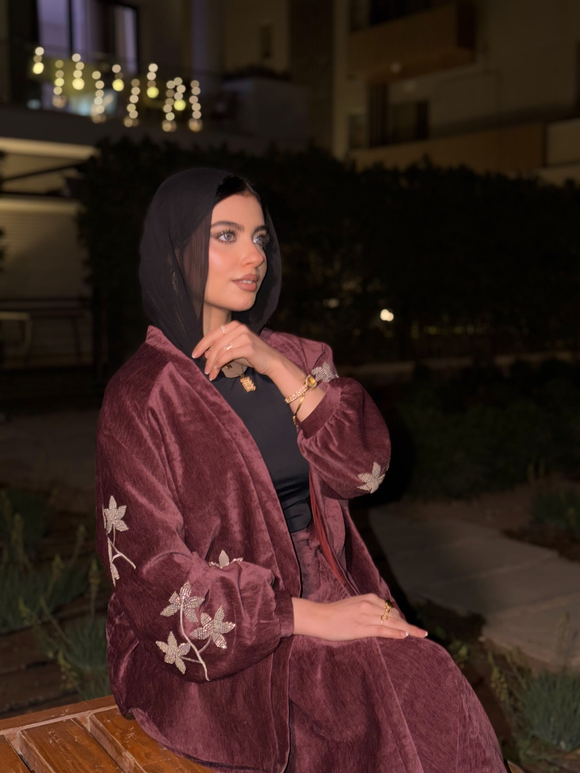 Silk velvet skirt set ( burgundy )