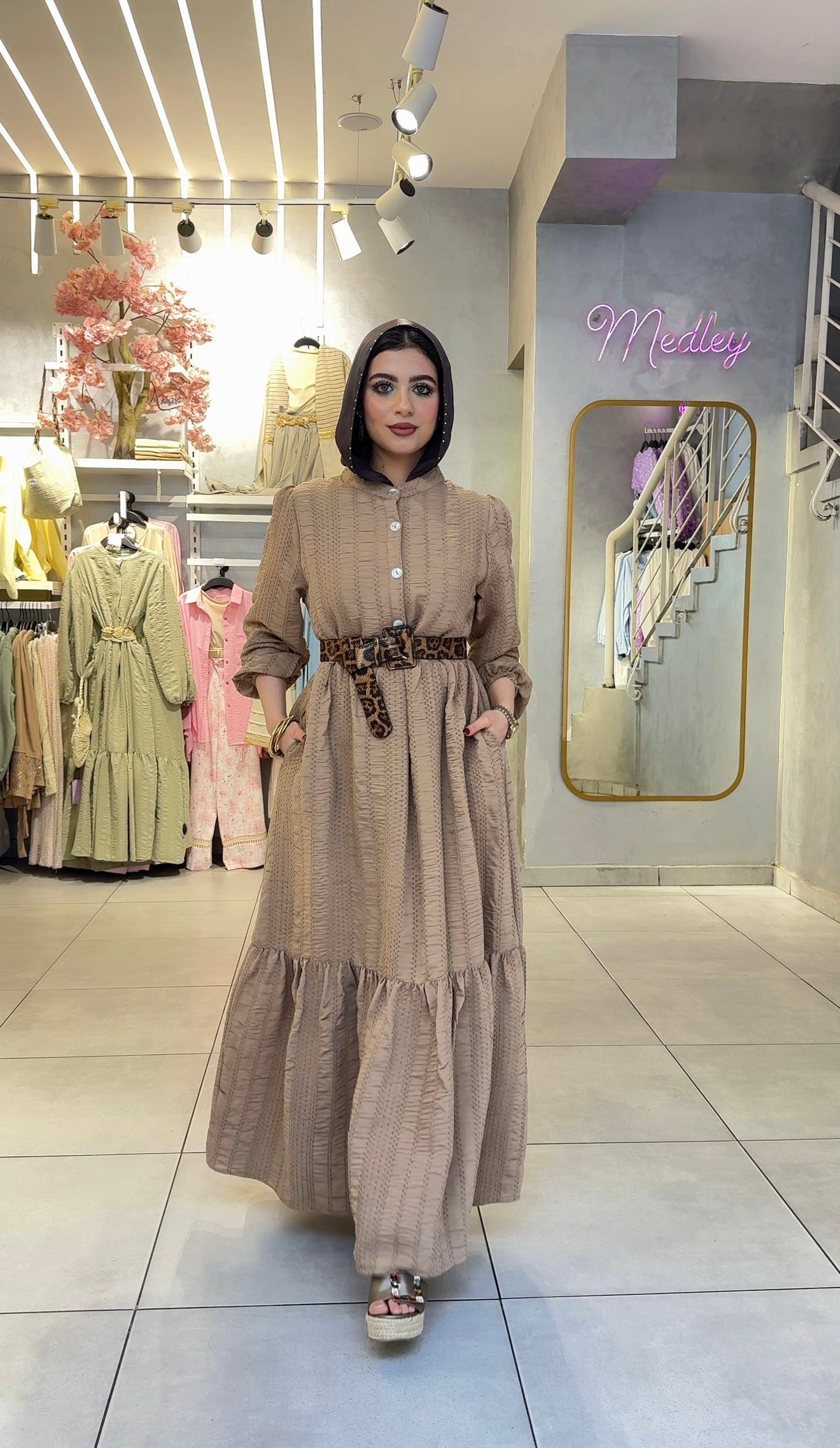 Textured Maxi Dress with Matching Gift Bag