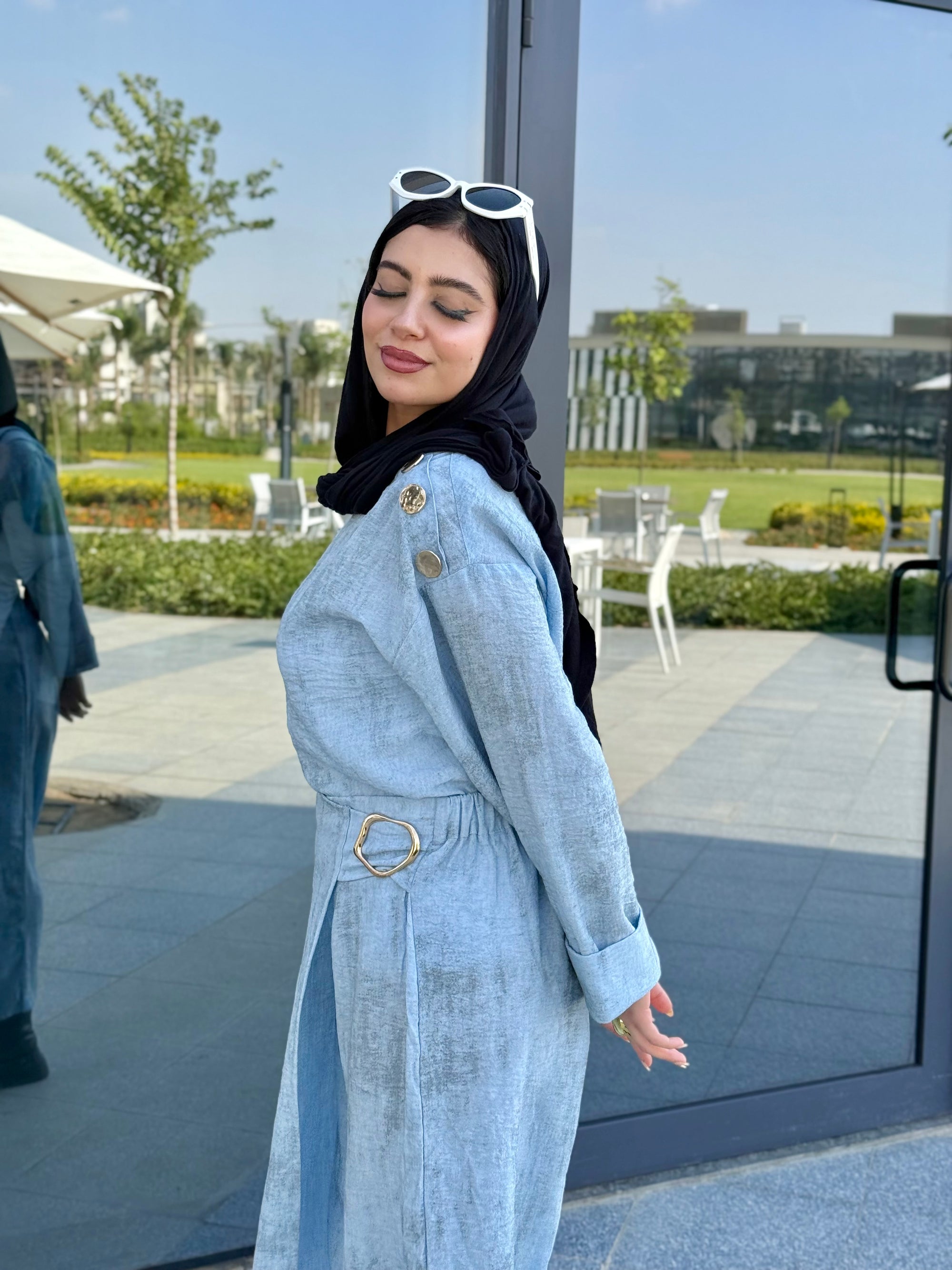 Cloudy blue Linen Overlay Set