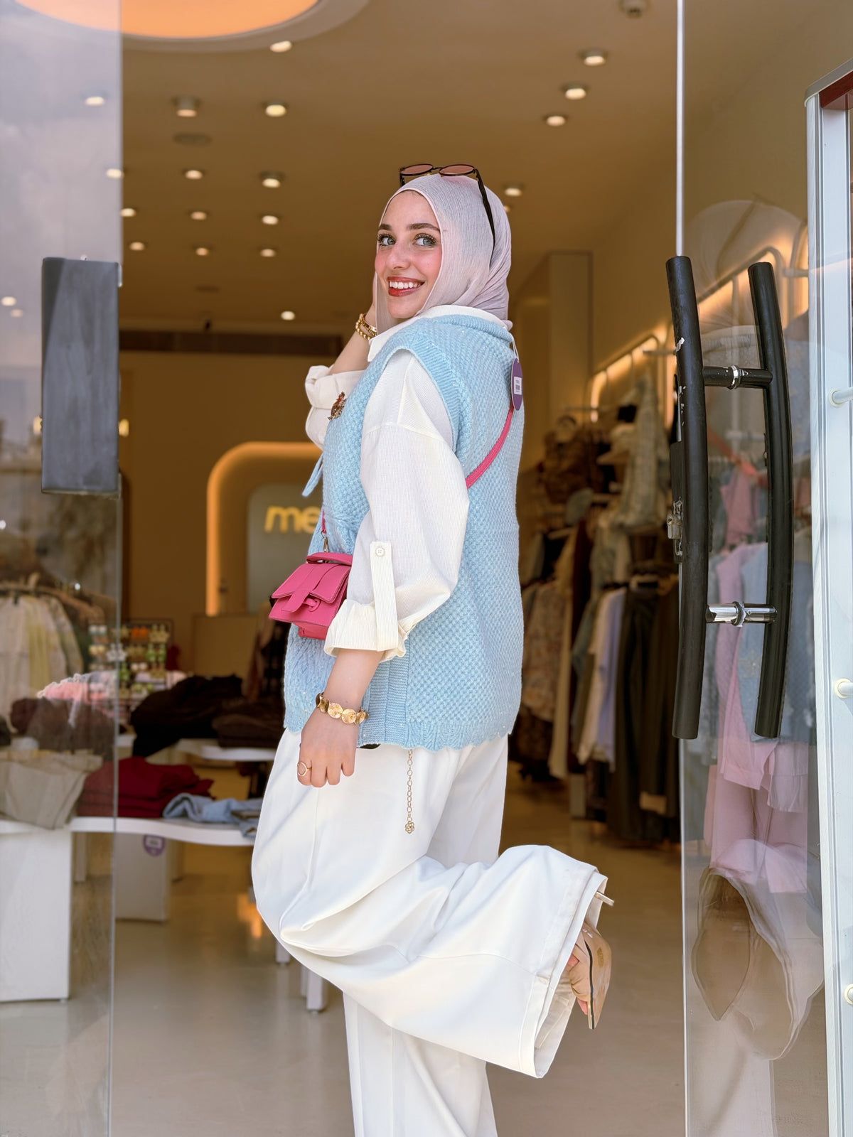 Cozy Knit Tie Vest ( Baby Blue )