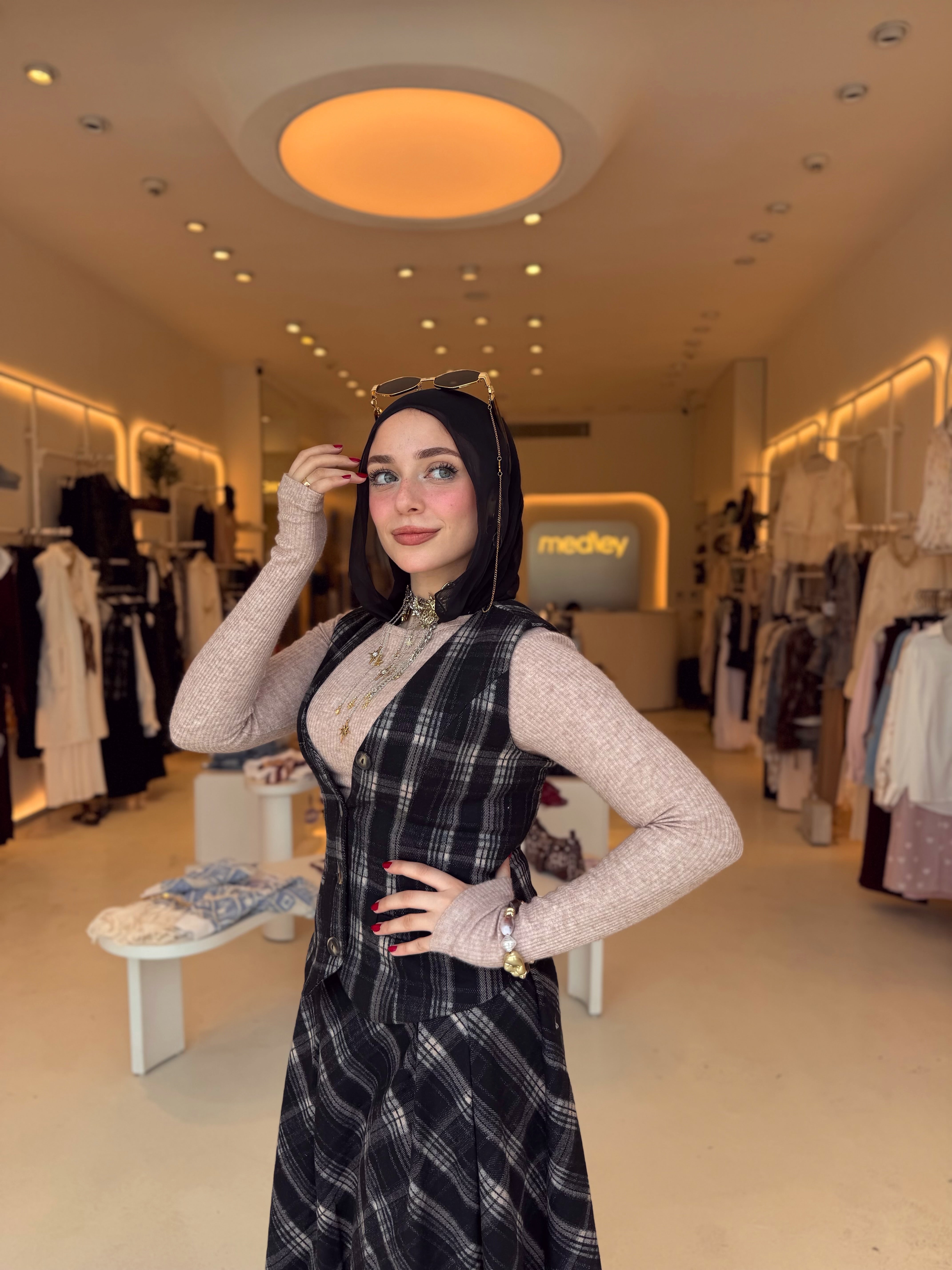 Vintage plaid vest ( Blackberry )