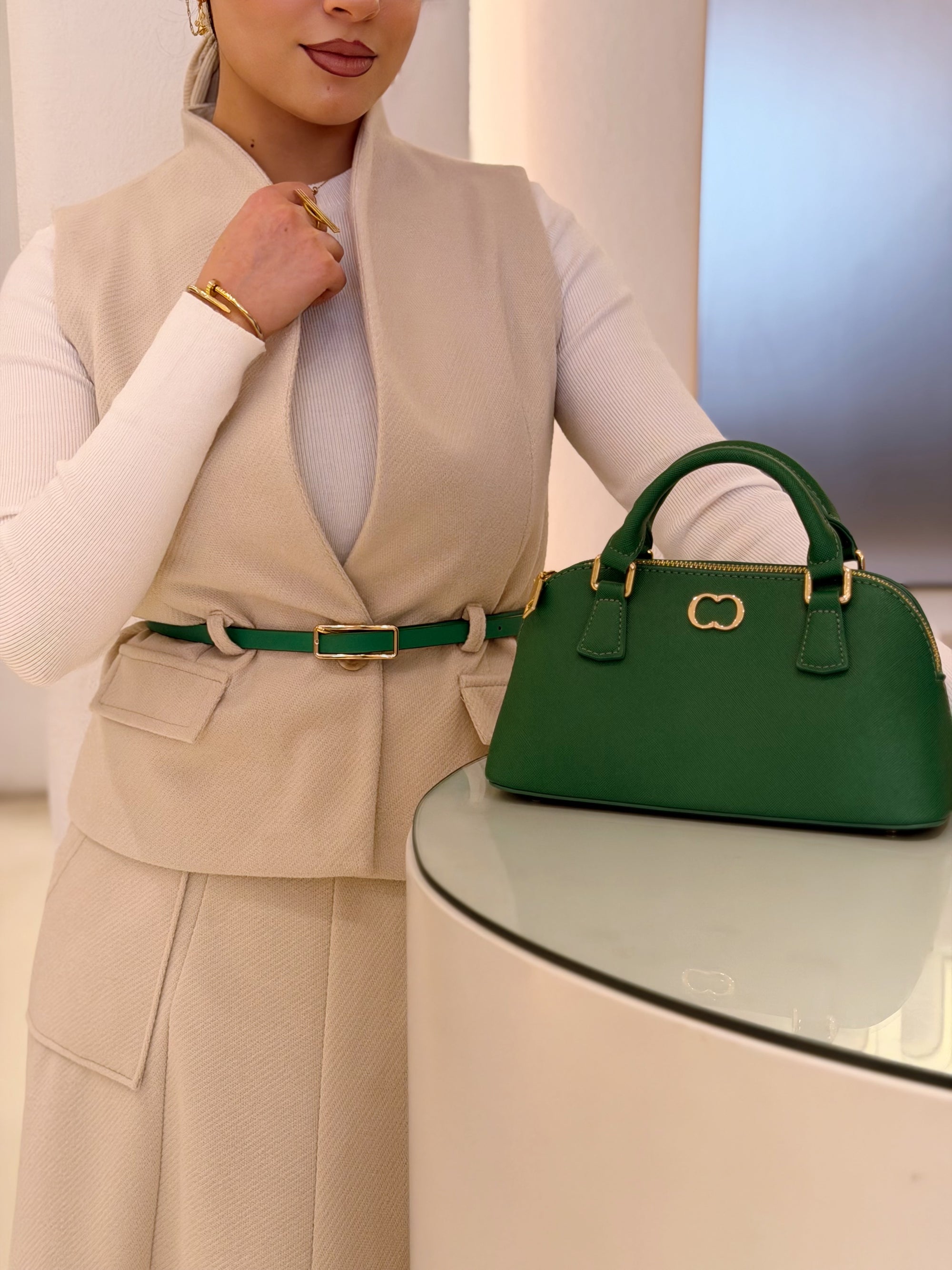 Full Wool Skirt Set With Belt