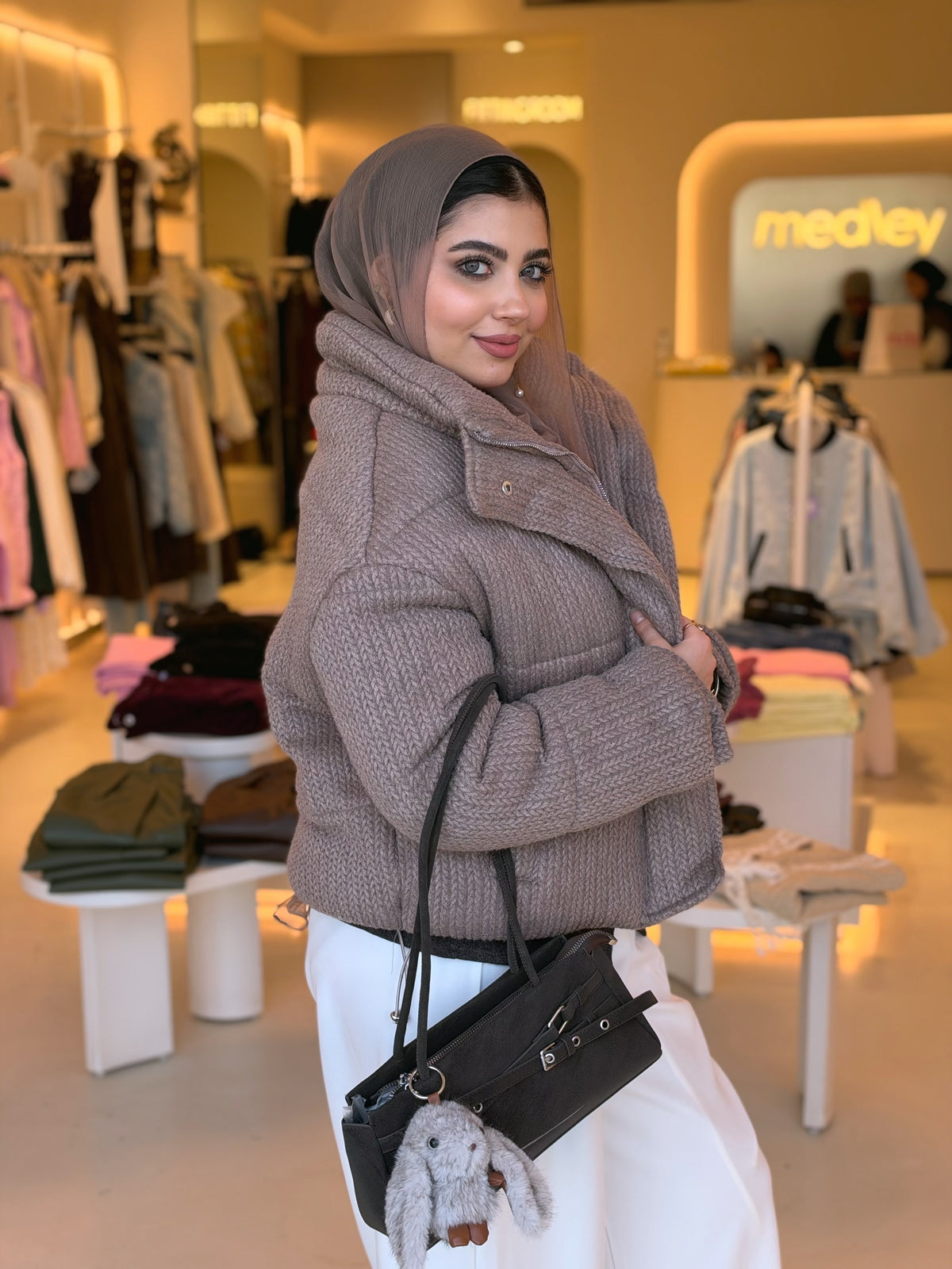 Cloud Puffer Jacket in mocha nude by Medley Fashion, photo 2