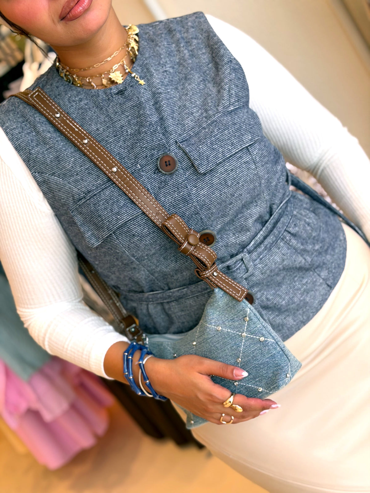 Denim Charm Bag