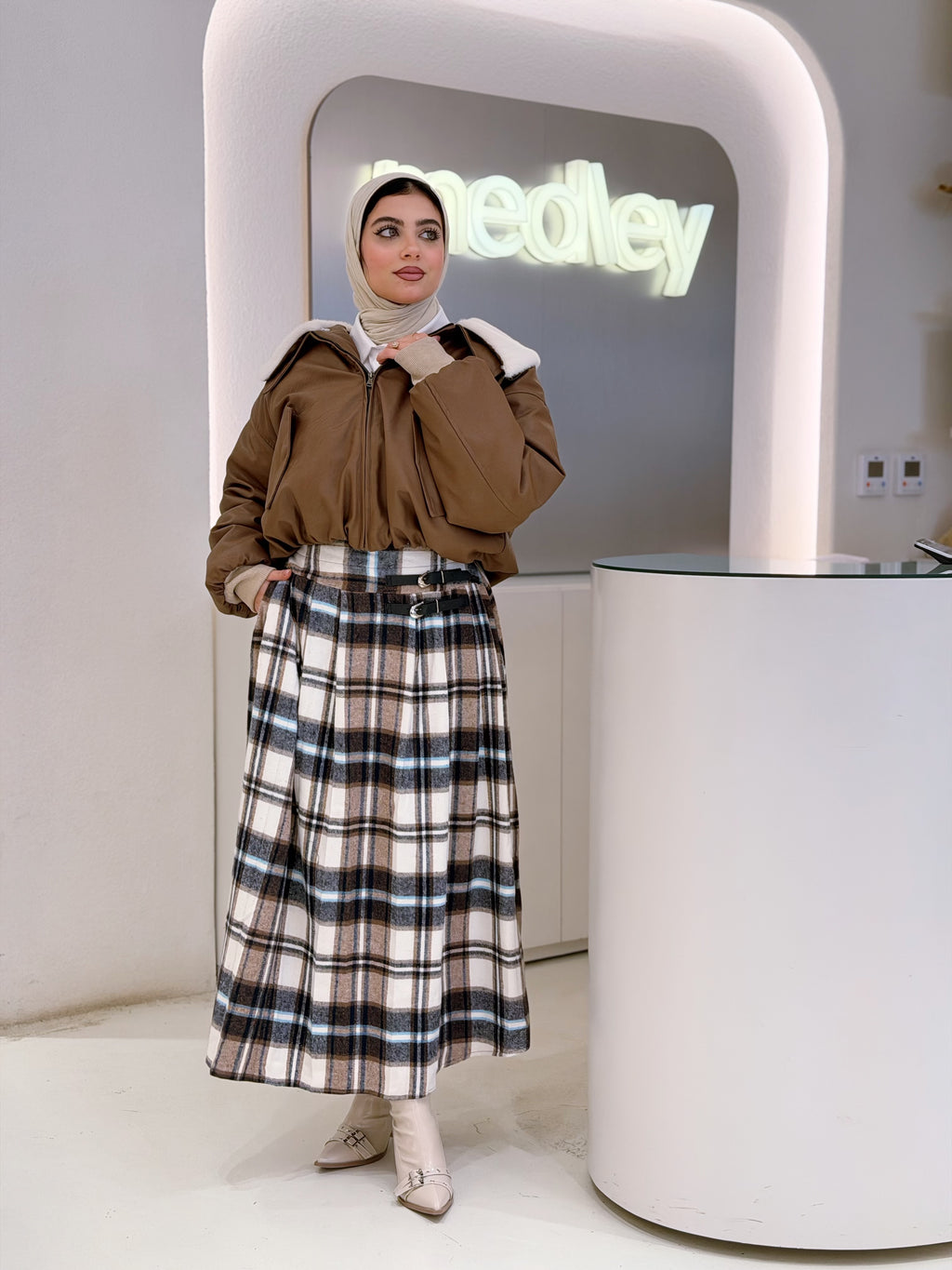 Winter Wool Checkered Skirt