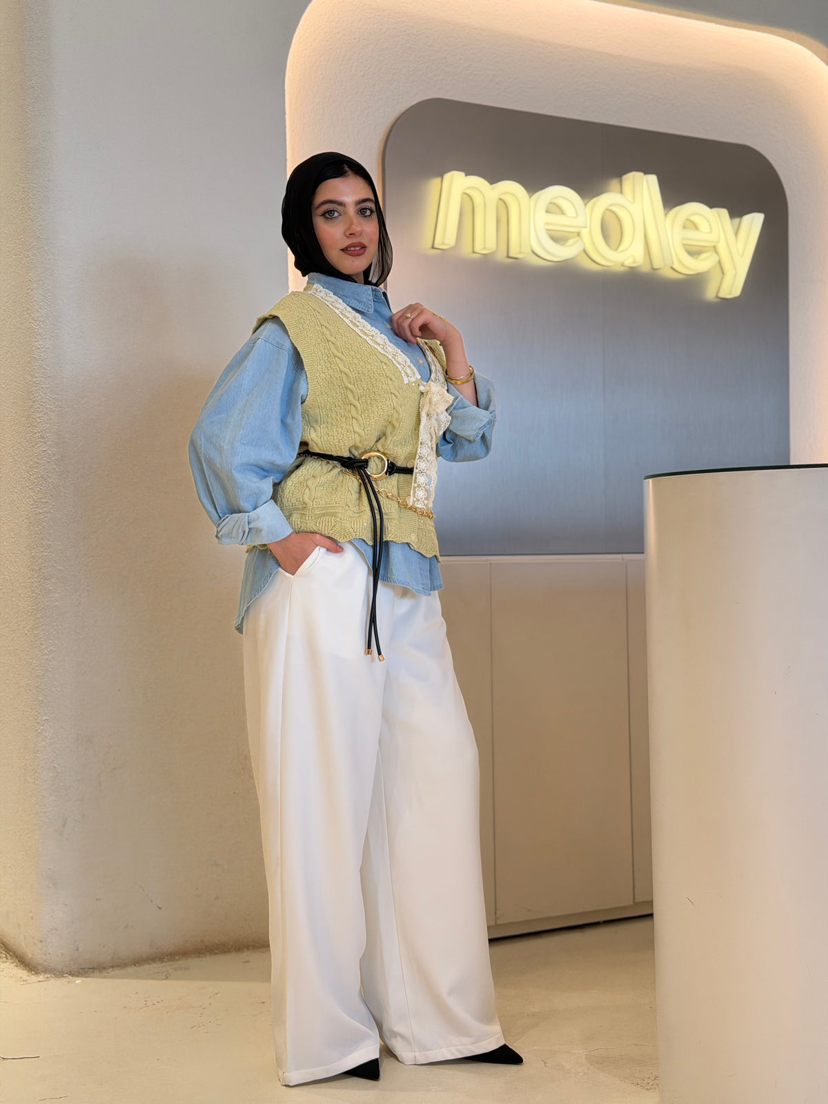 Flowy Wid Leg Trouser ( White )