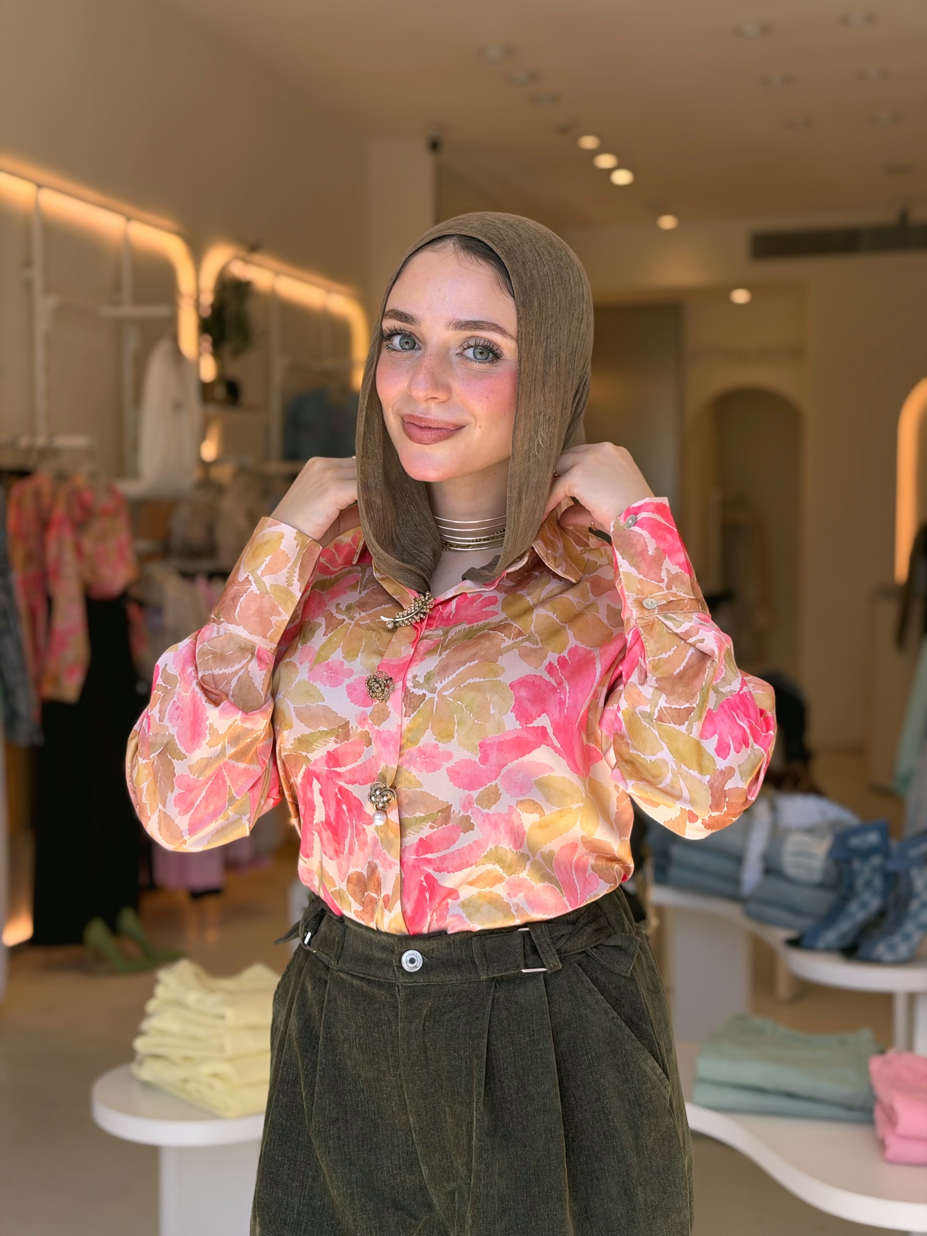Colourful silk blouse