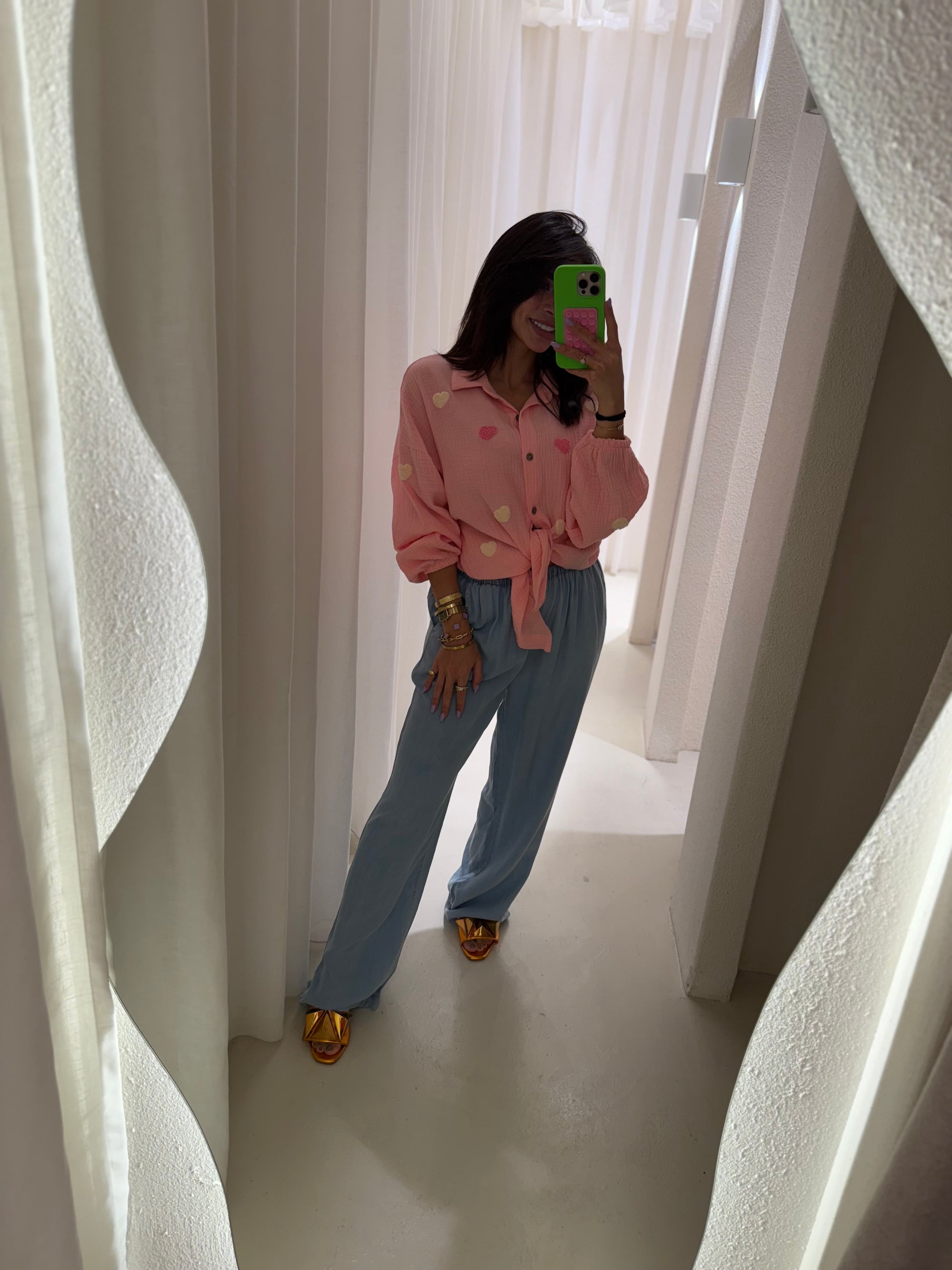 Heart embiodery blouse