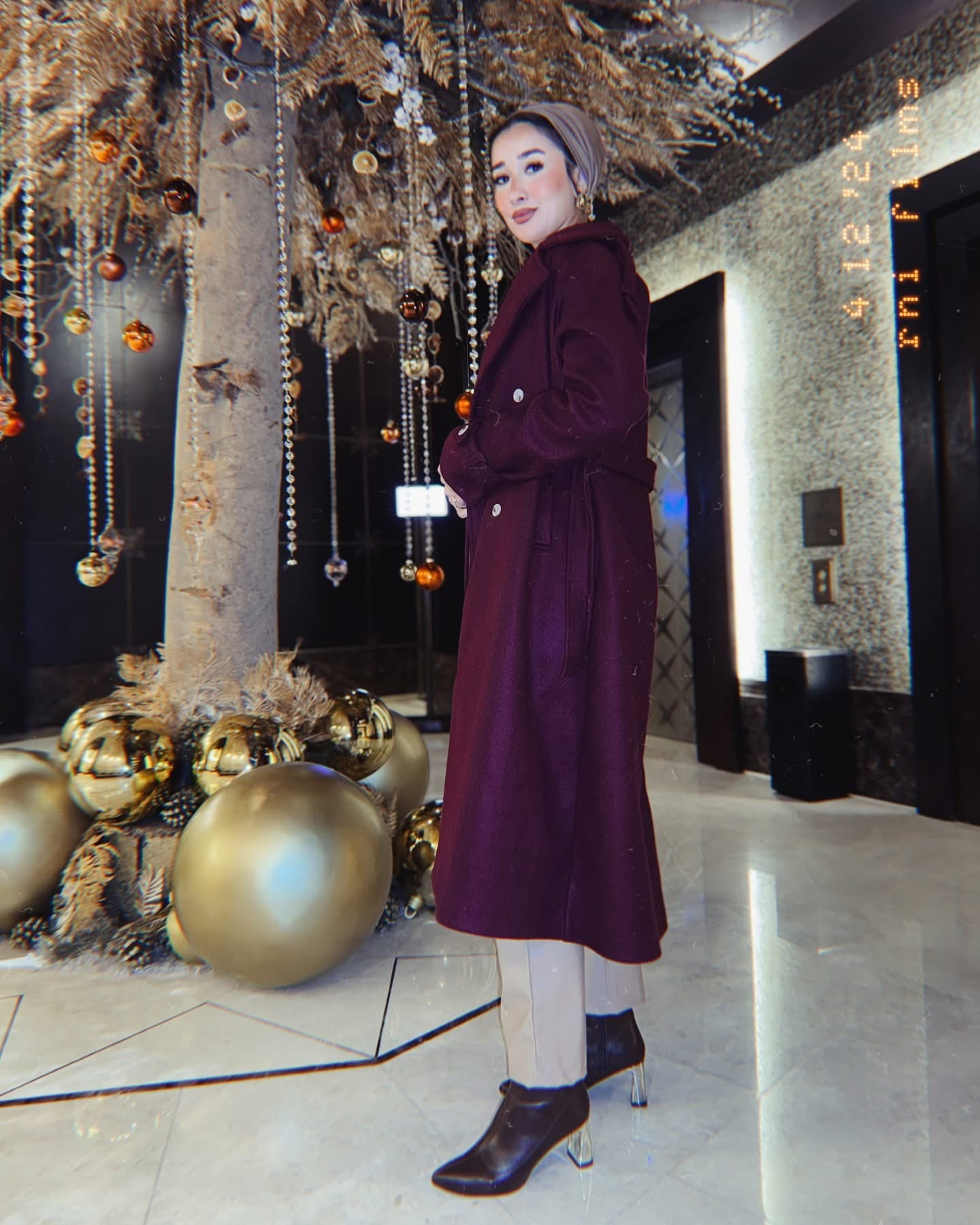 Burgundy wool coat