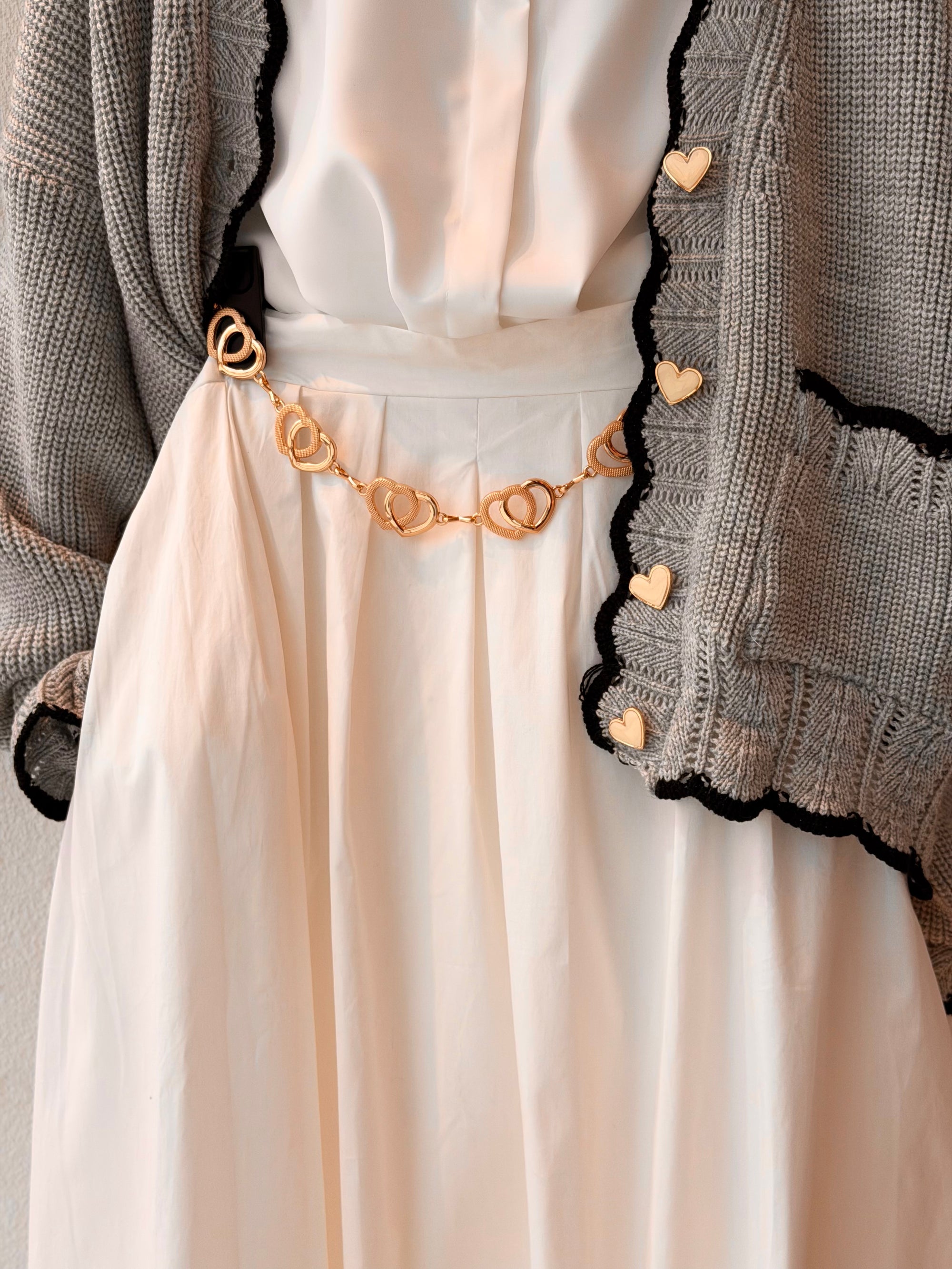 Hearts knit Cardigan ( Grey * Black )