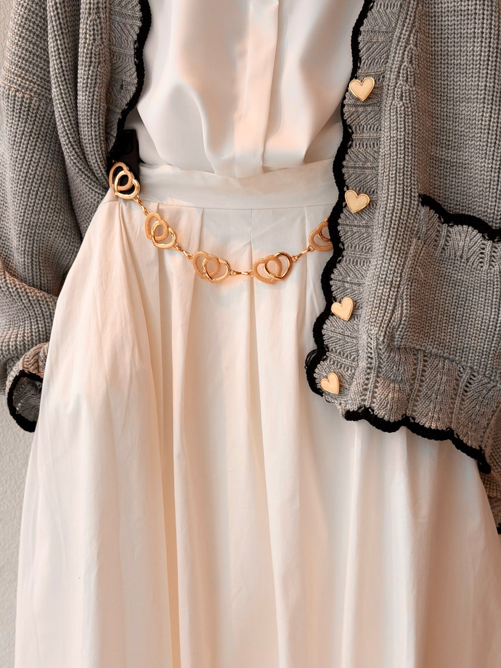 Hearts knit Cardigan ( Grey * Black )