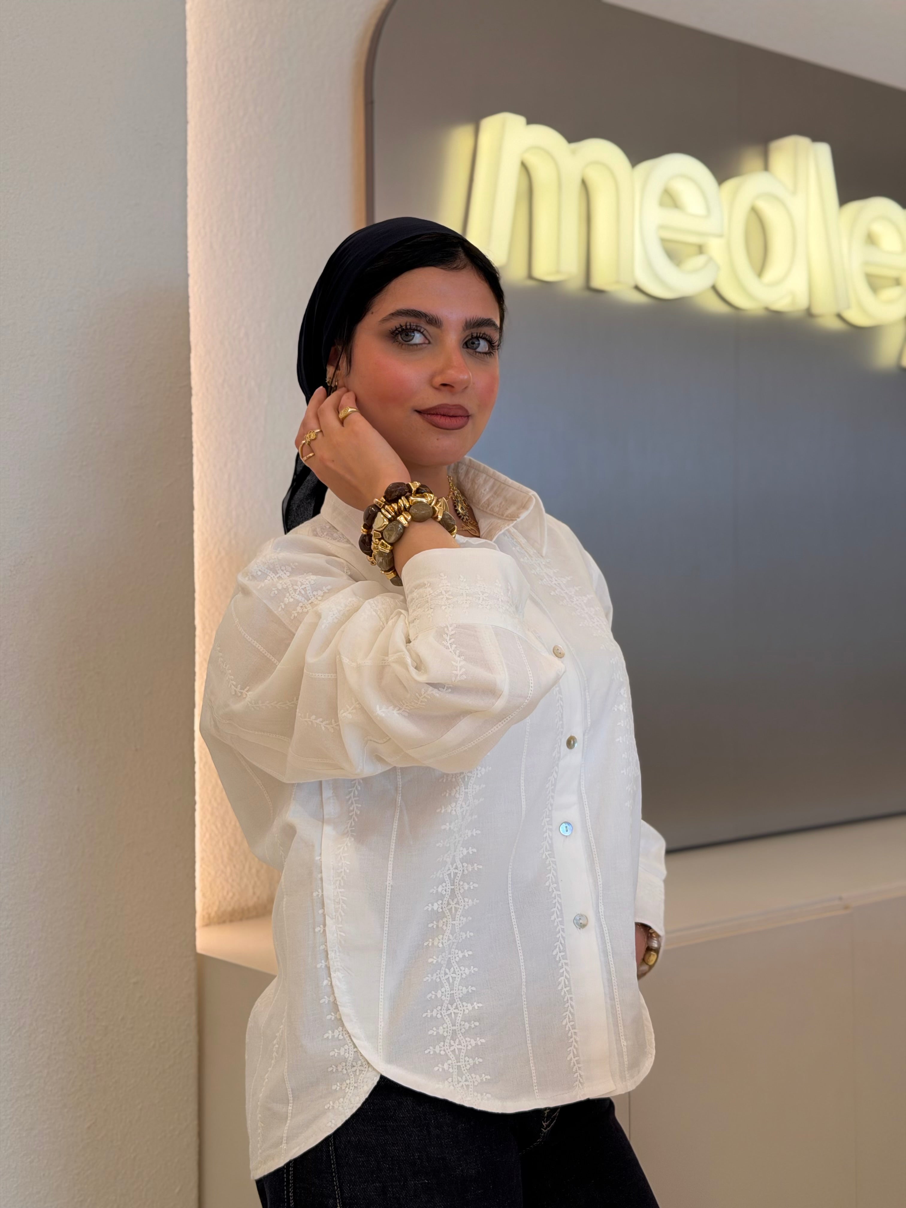 Linen Embroidered white shirt