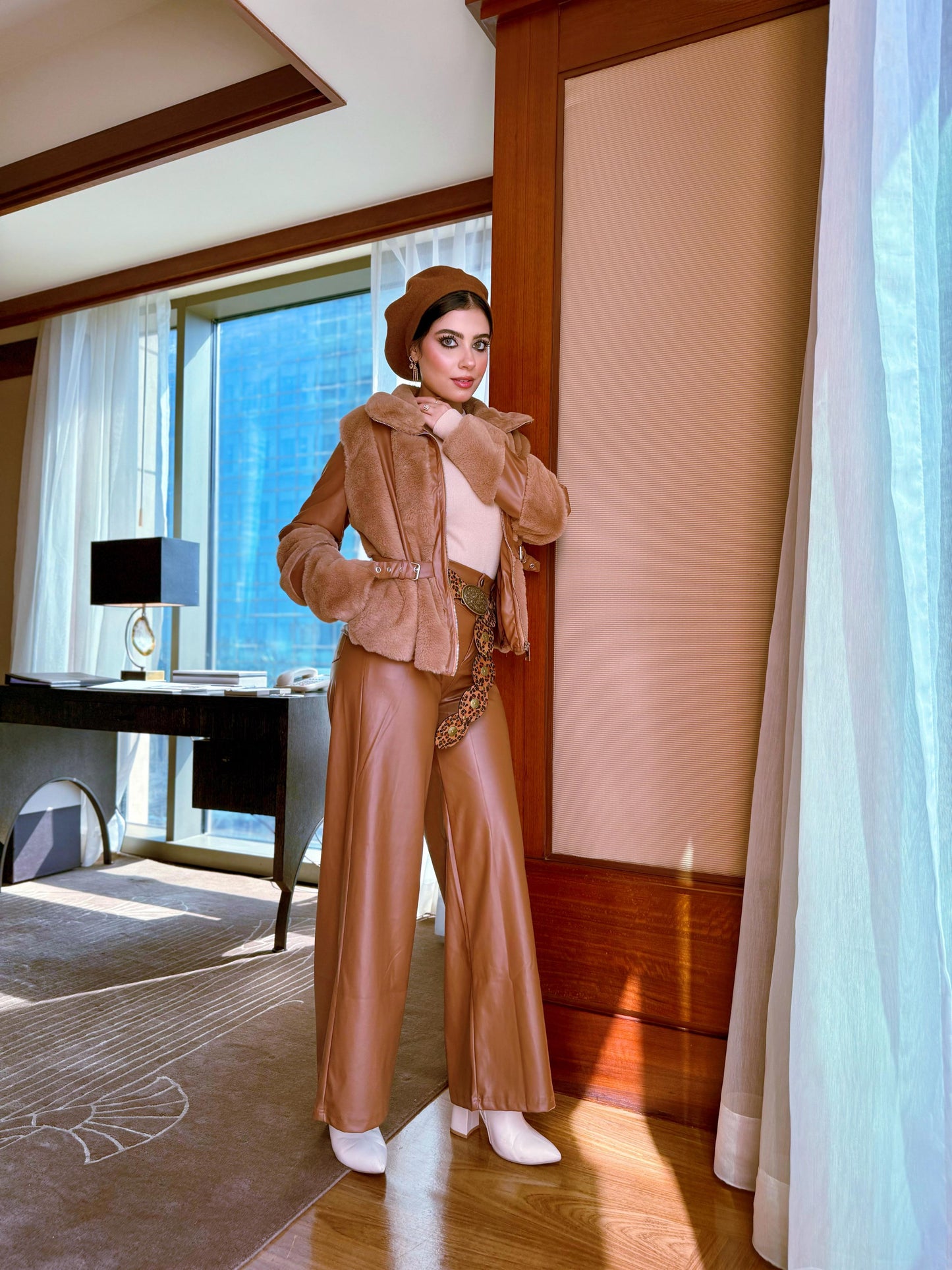 Brown Leathe fur jacket