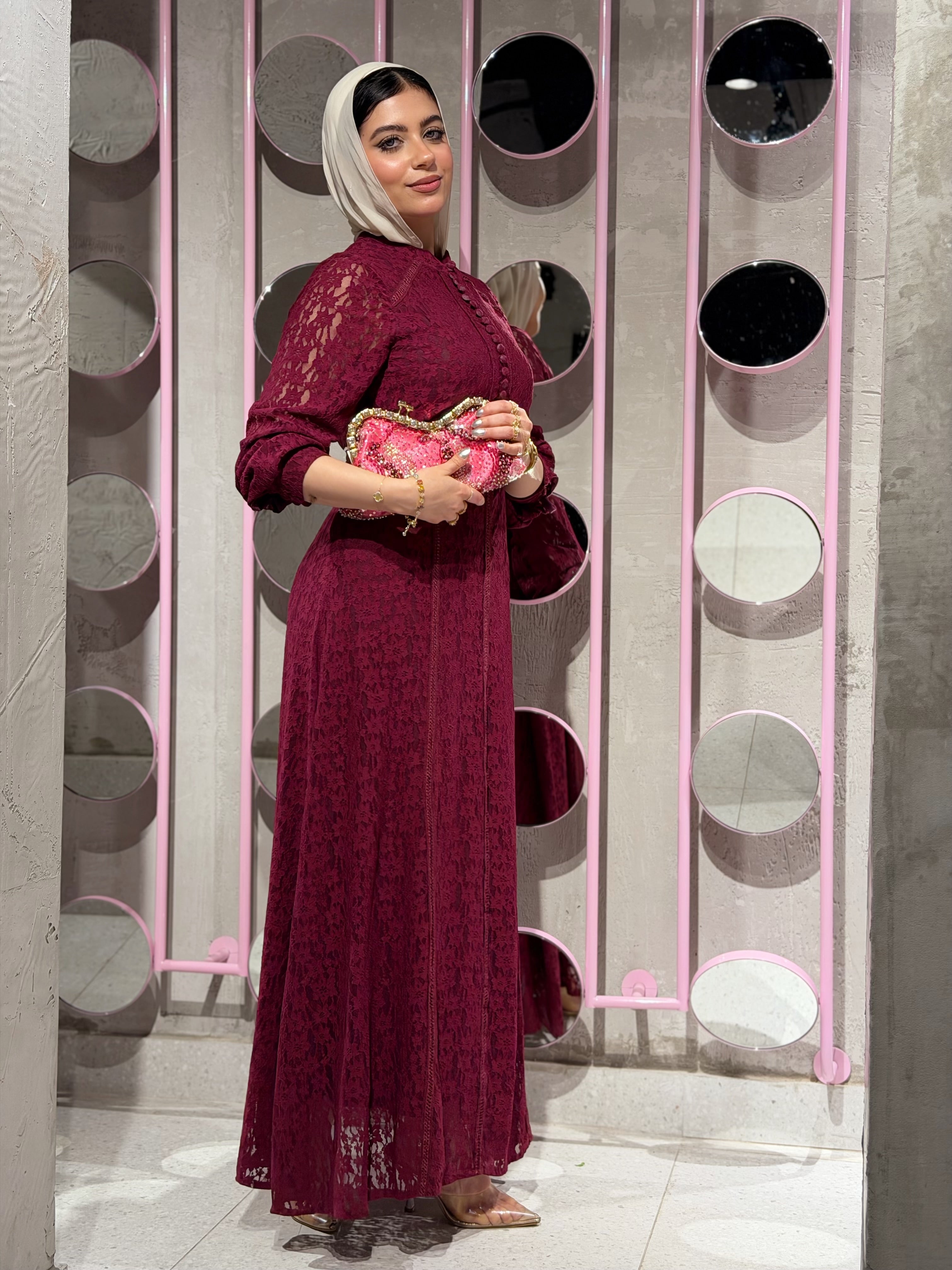 Vintage Lace Dress (Burgundy)
