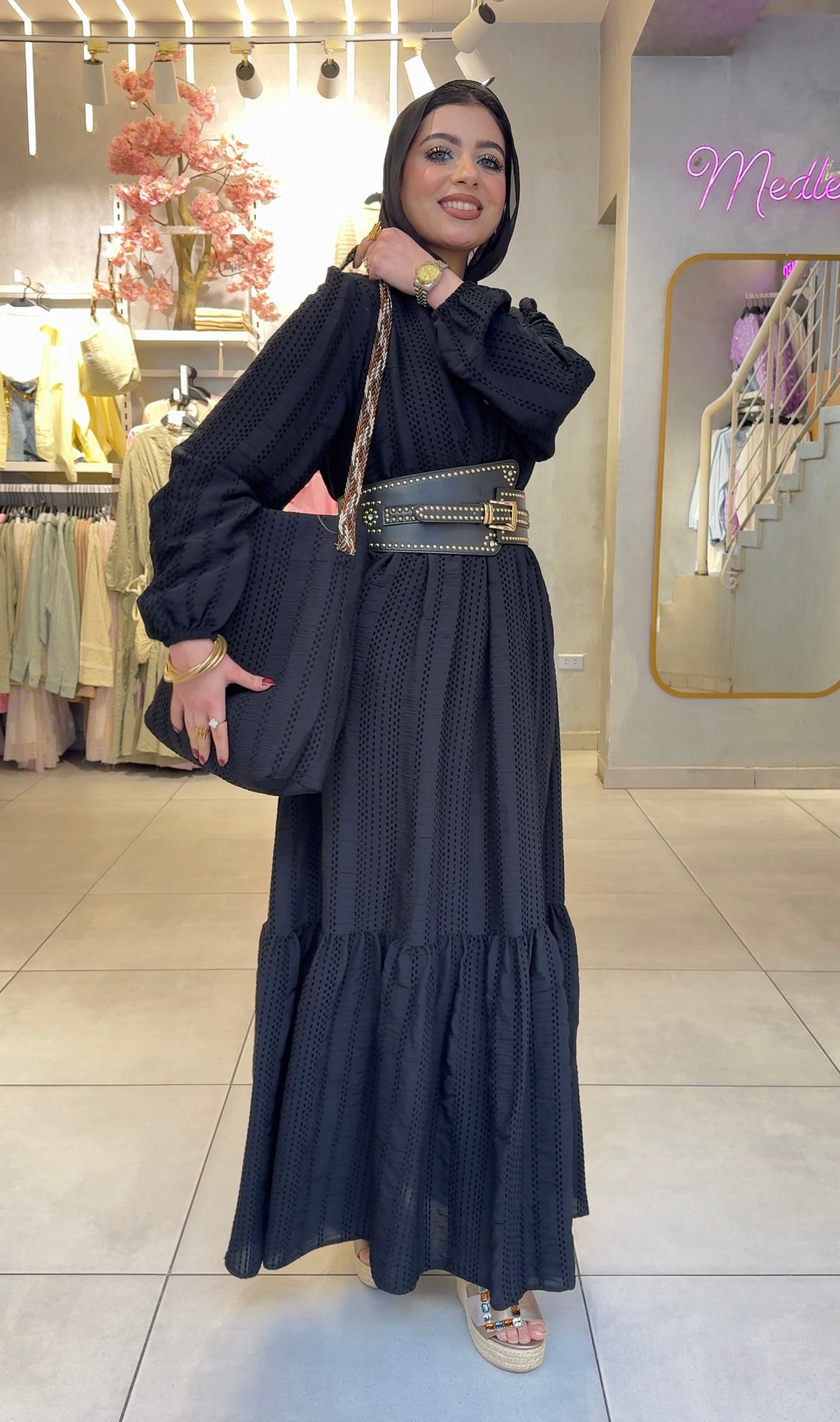 Textured Maxi Dress with Matching Gift Bag