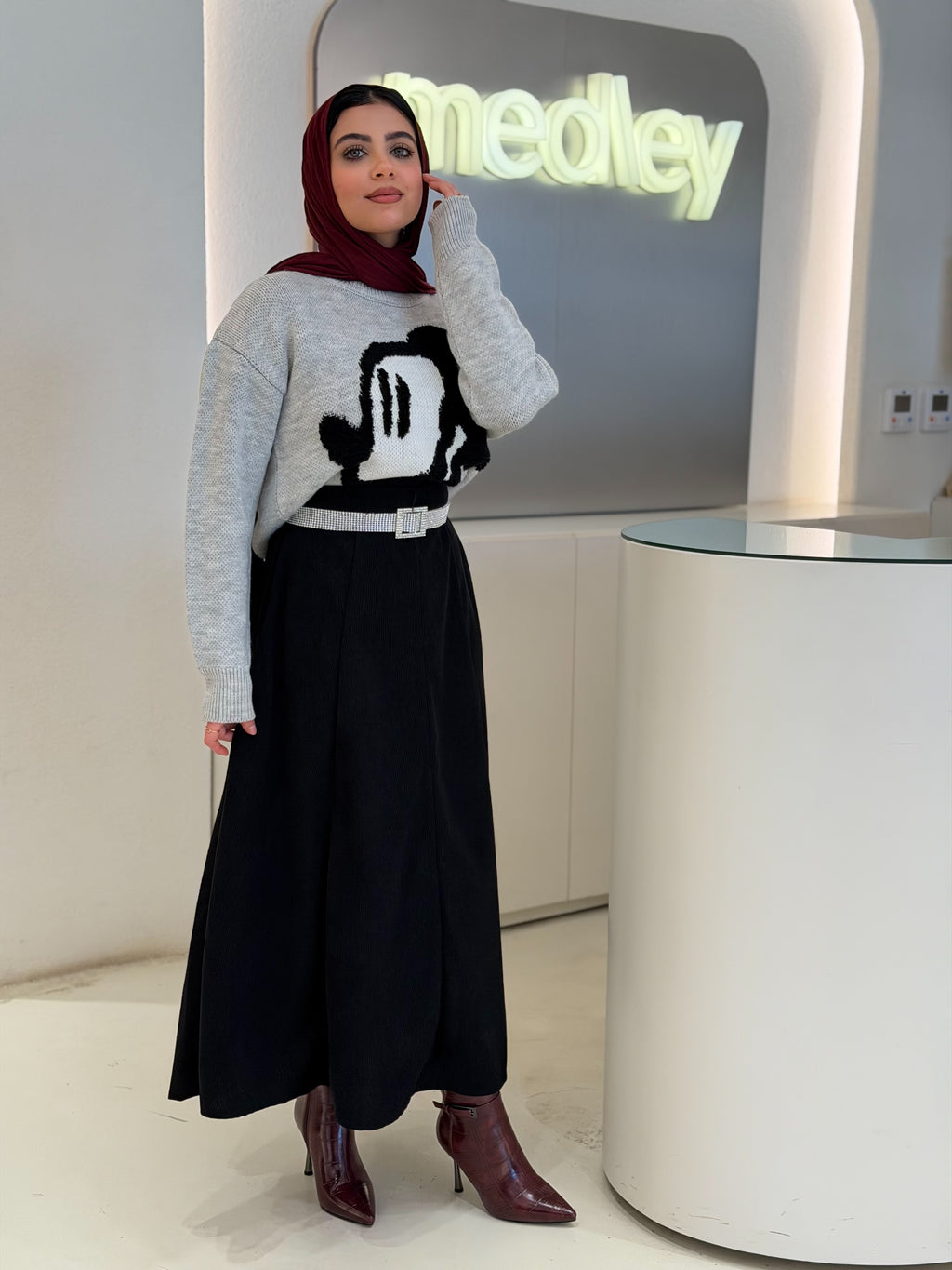 Black Suede Flowy Skirt