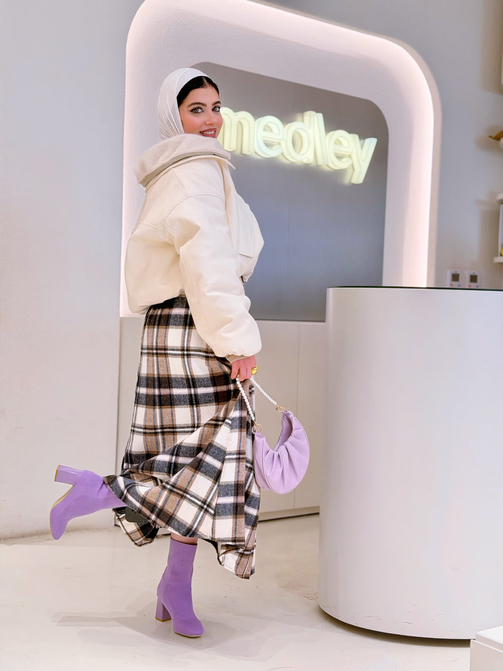 Winter Wool Checkered Skirt