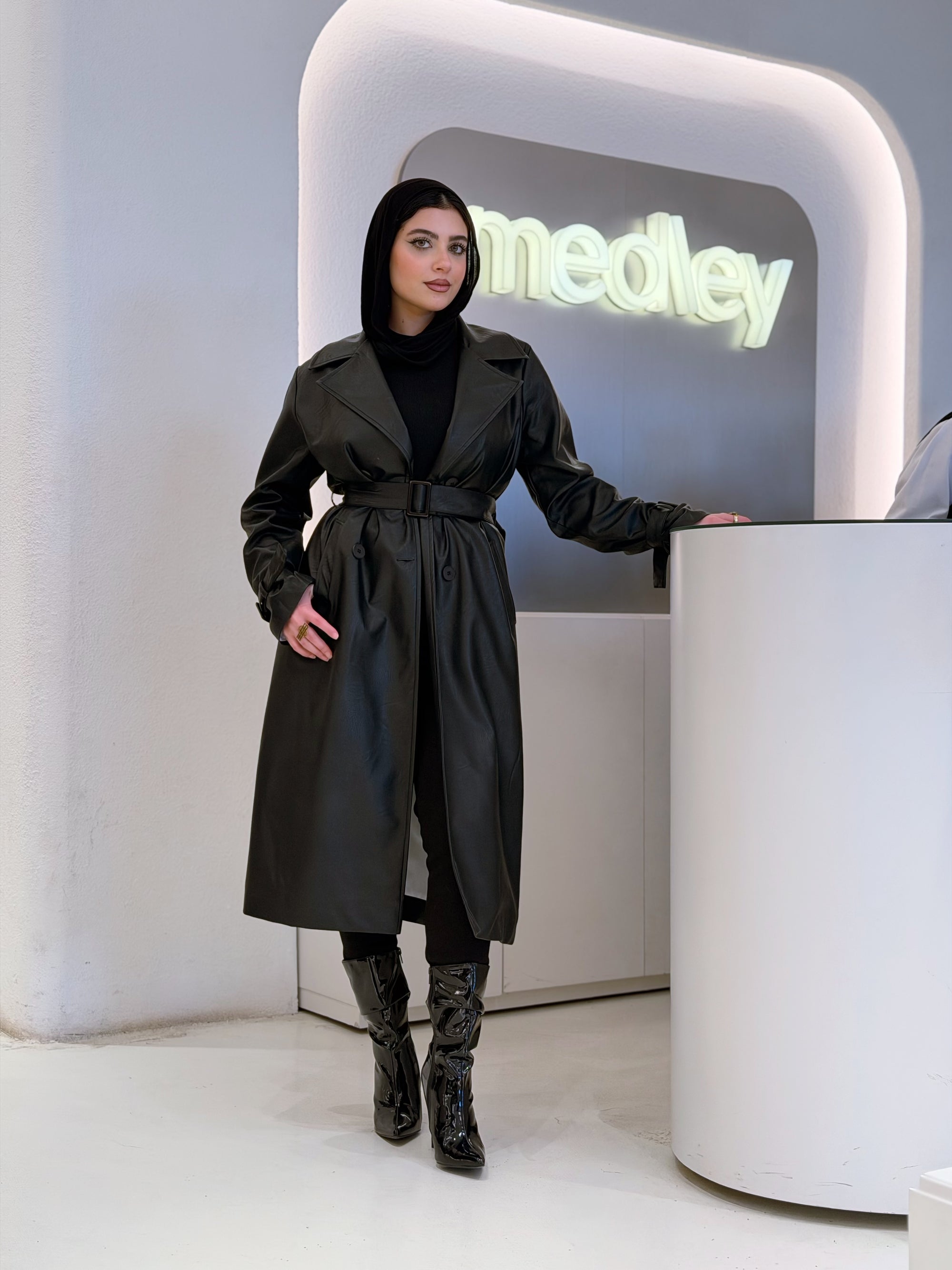 Leather Slim Fit Coat