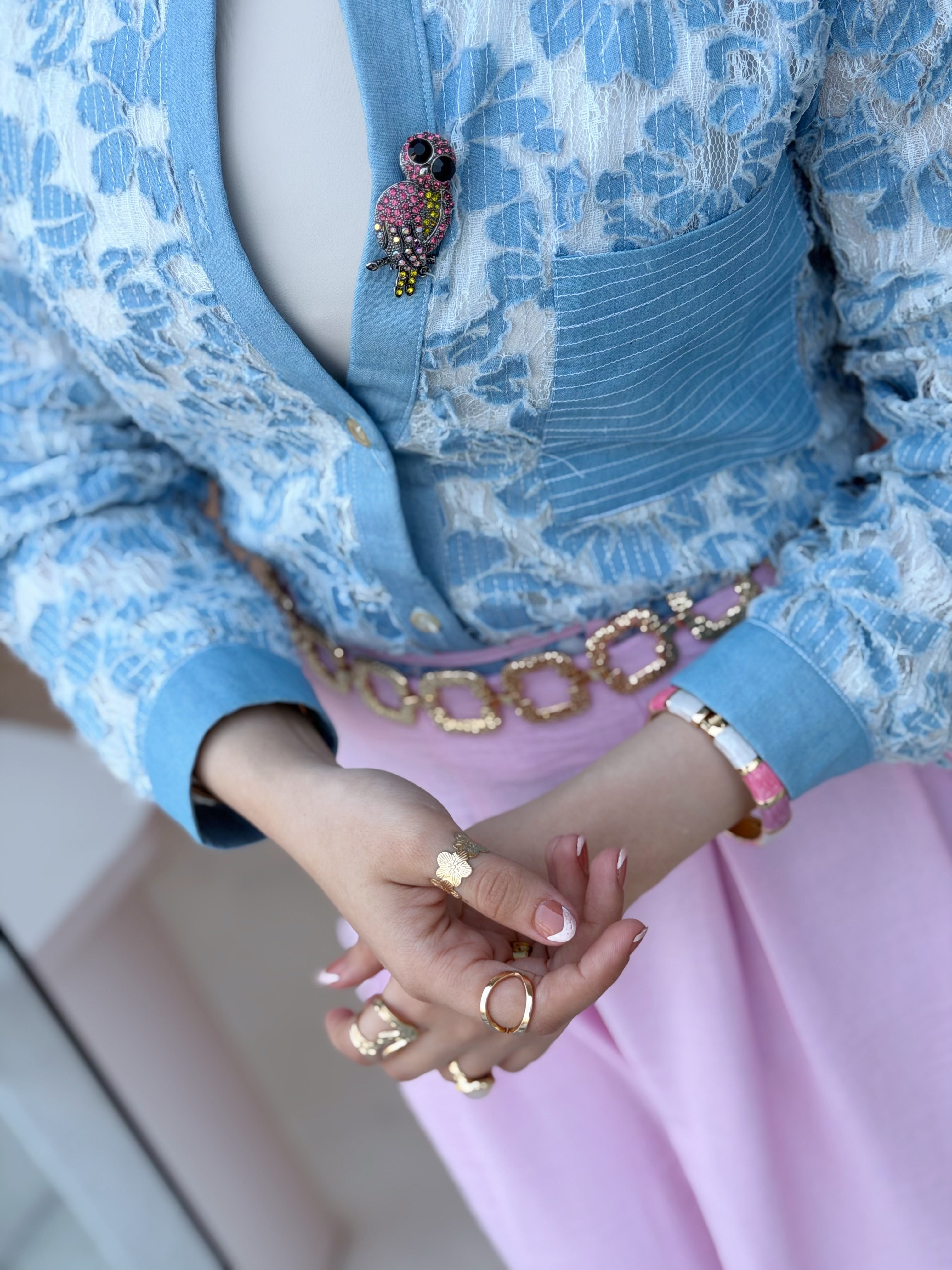 Bloom Stitches Blouse ( Ice )
